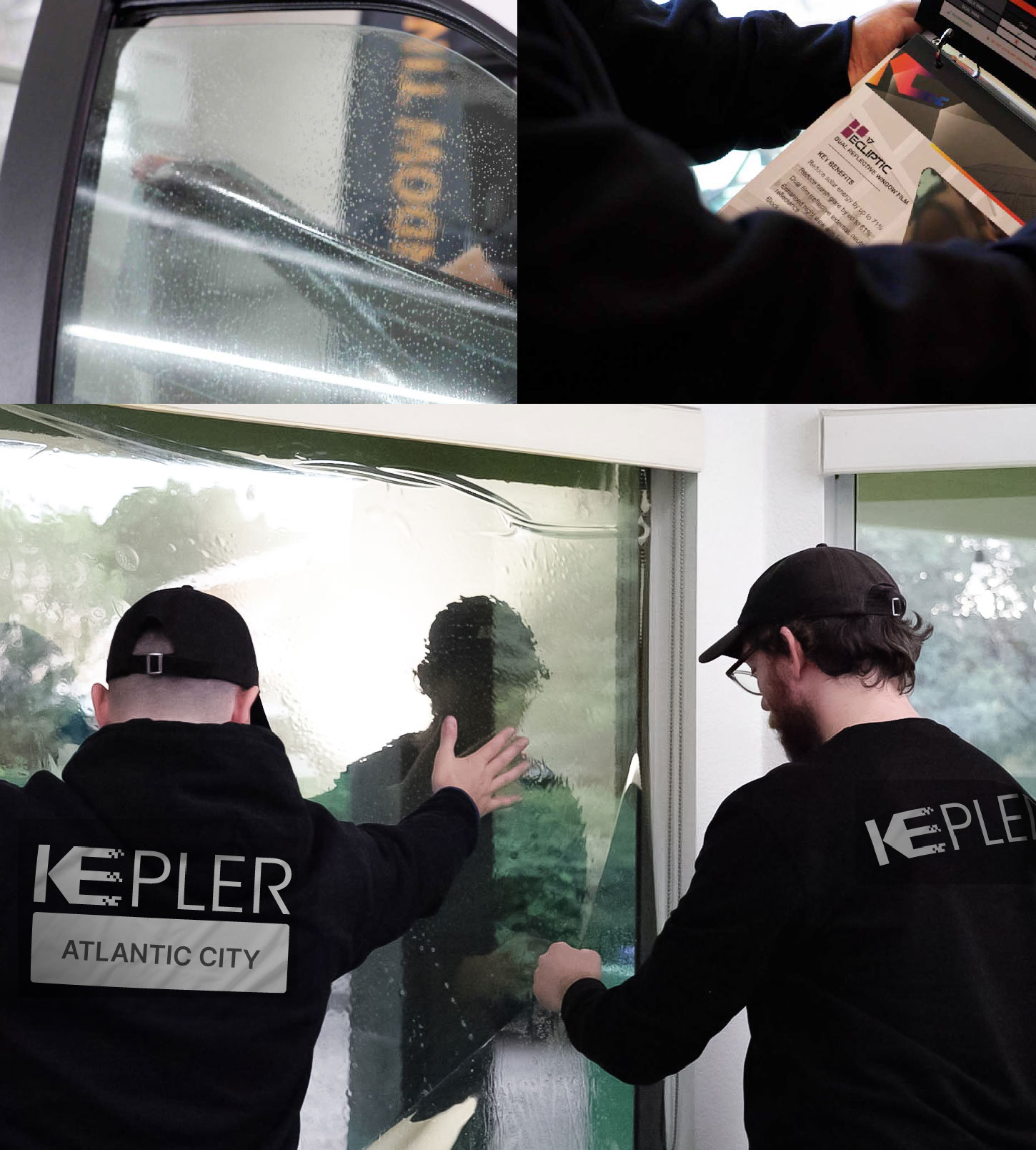 Expert Technician Installing Advanced Window Tint to Home in Atlantic City