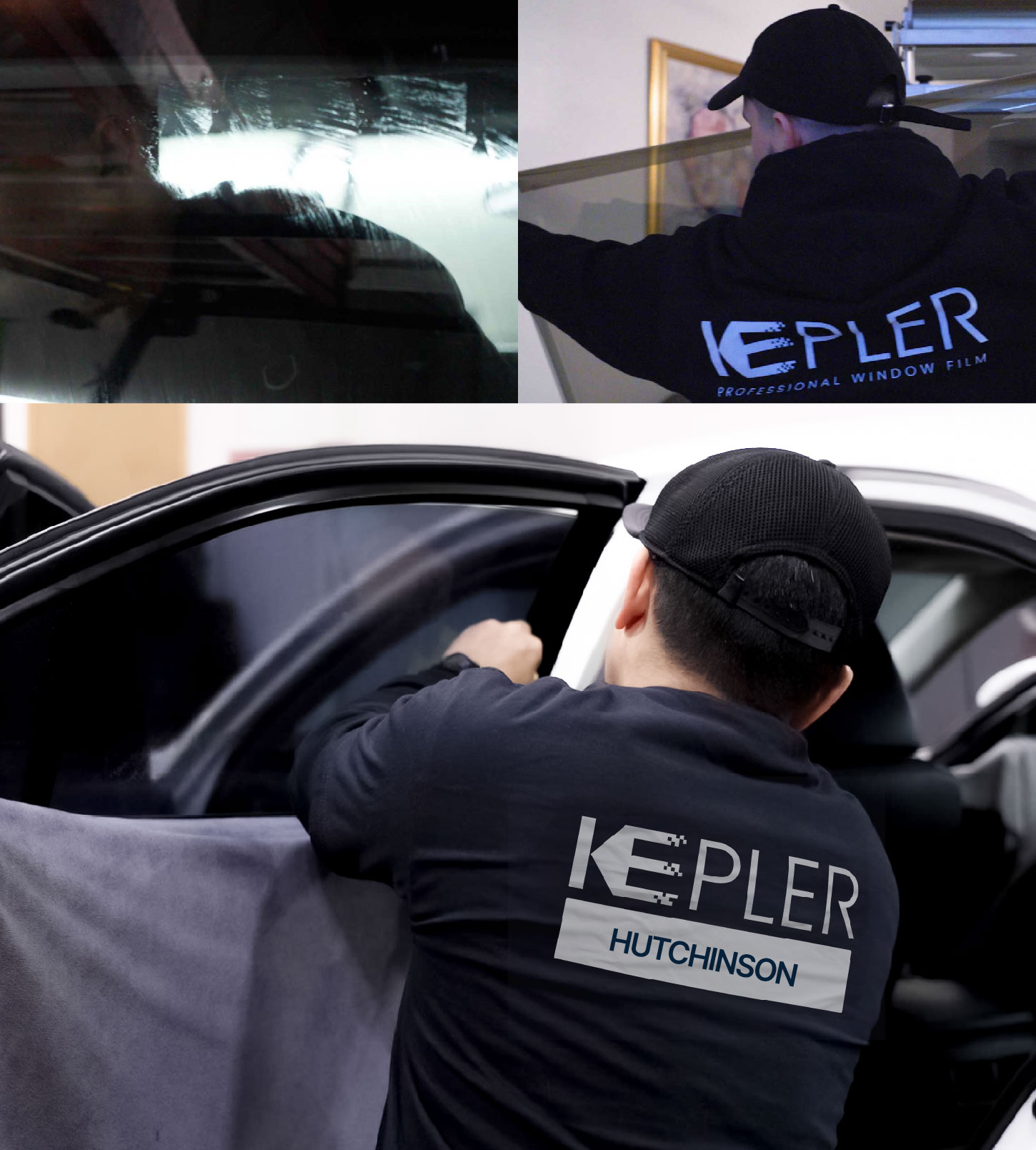 Automotive Window Tinting Expert Applying Film in Hutchinson, Kansas