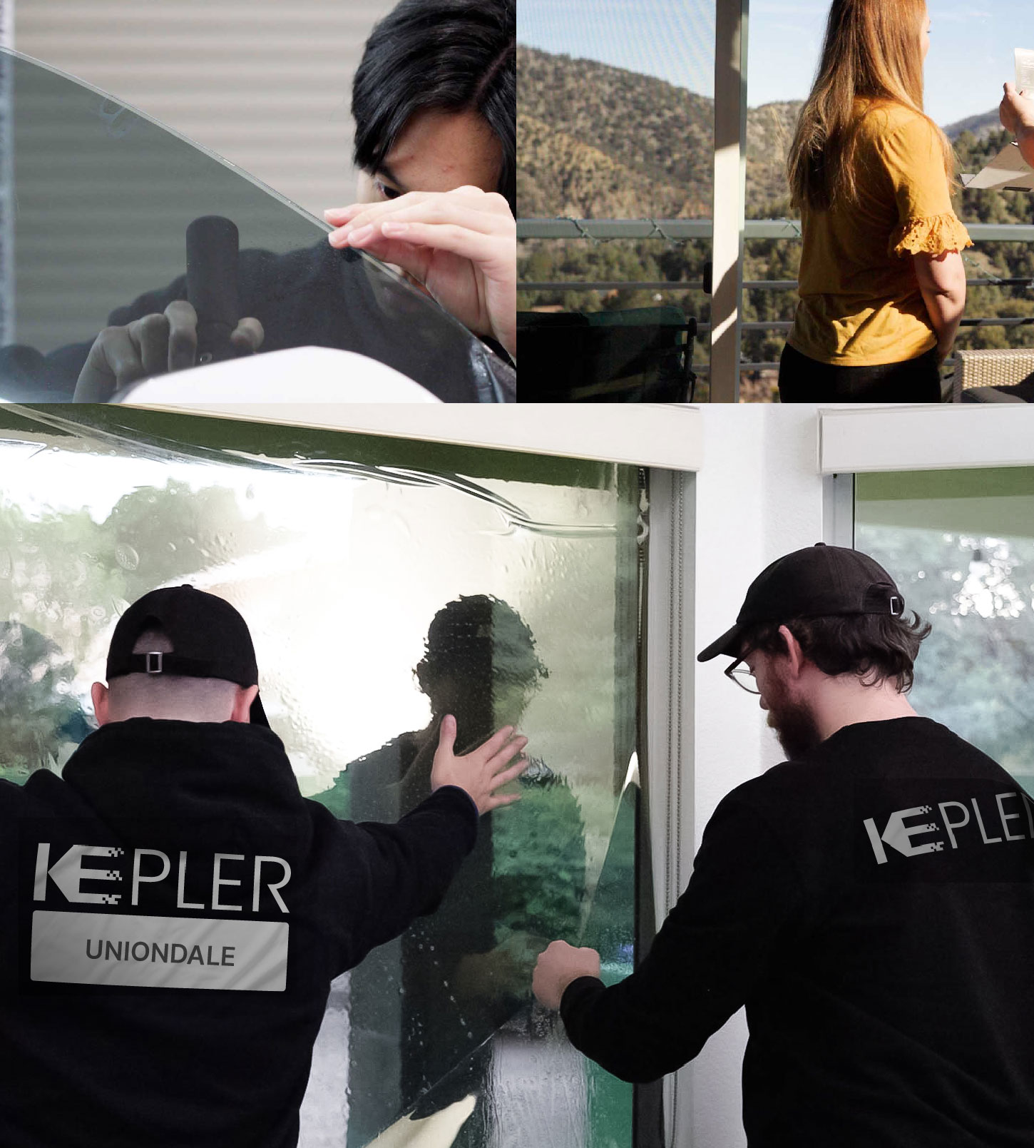 Kepler Technician Applying Advanced Window Tint to Home in Uniondale