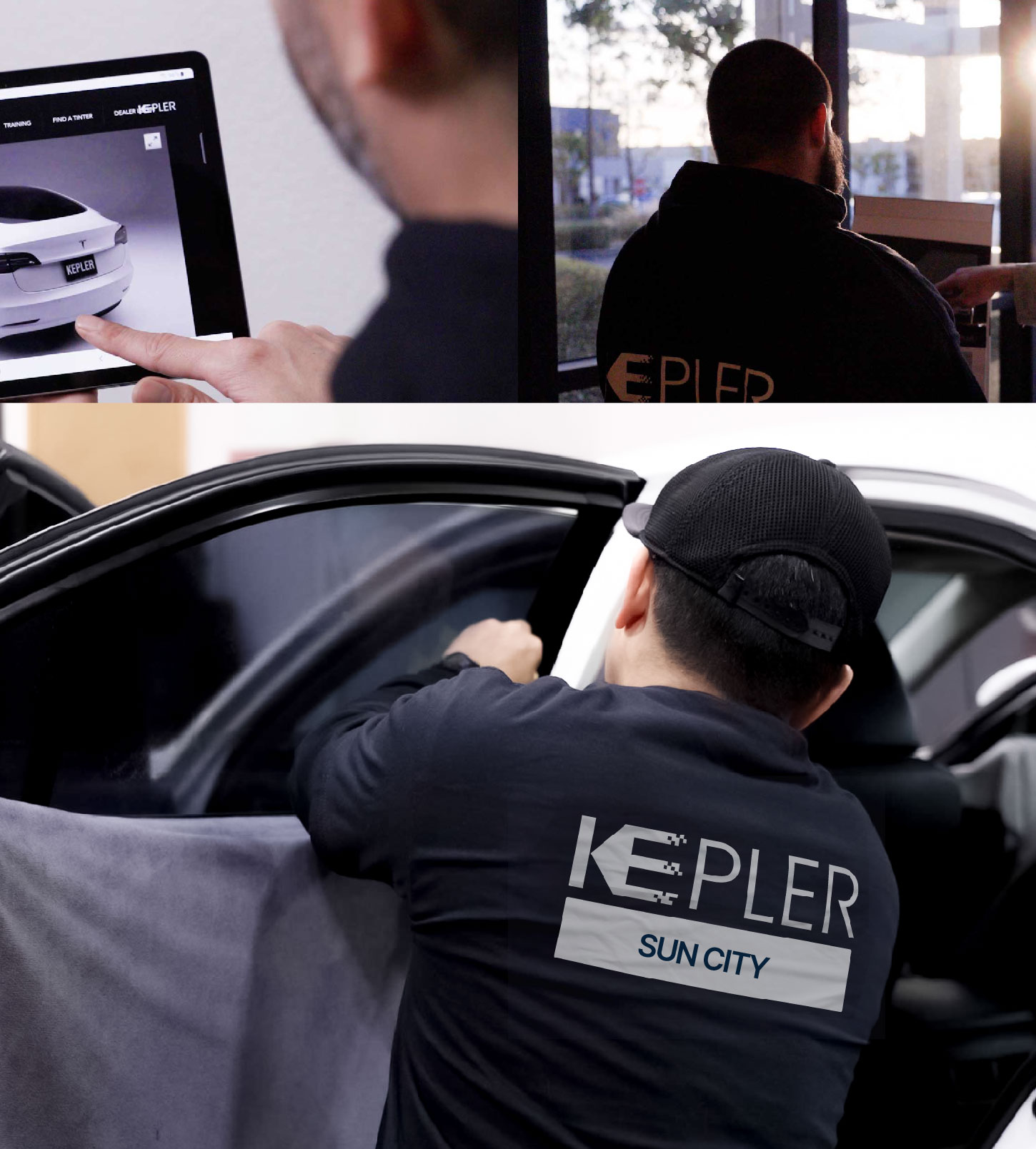 Automotive Window Tinting Expert Applying Film in Sun City, Arizona