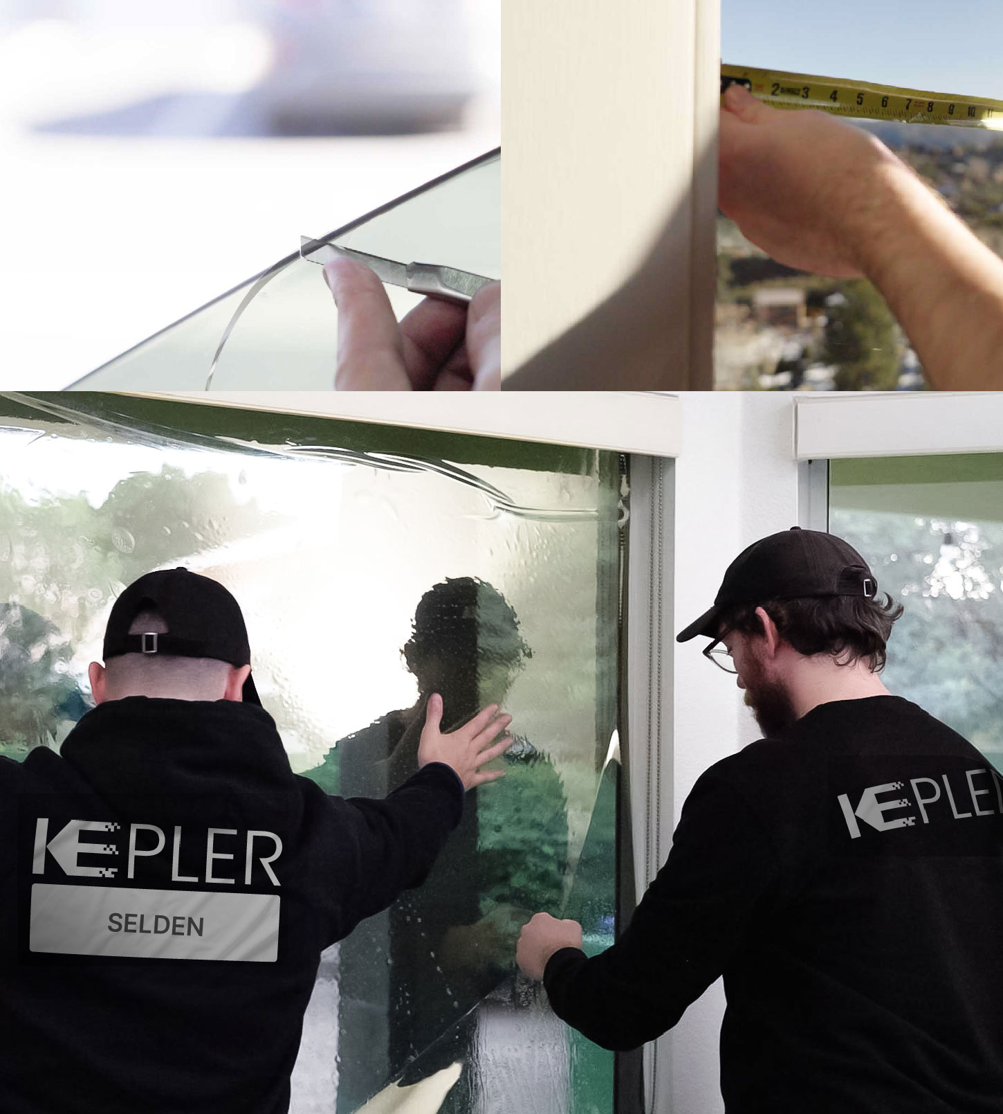 Expert Technician Applying Advanced Window Tint to Home in Selden