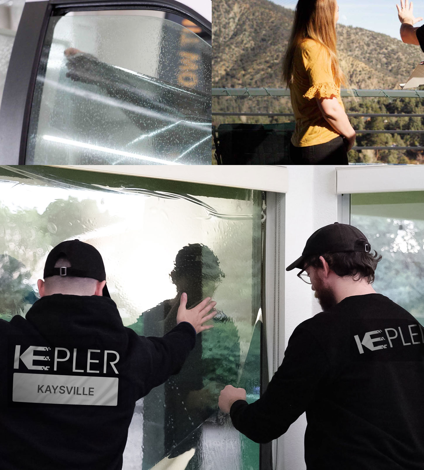 Expert Technician Installing Ceramic Window Tint to Home in Kaysville