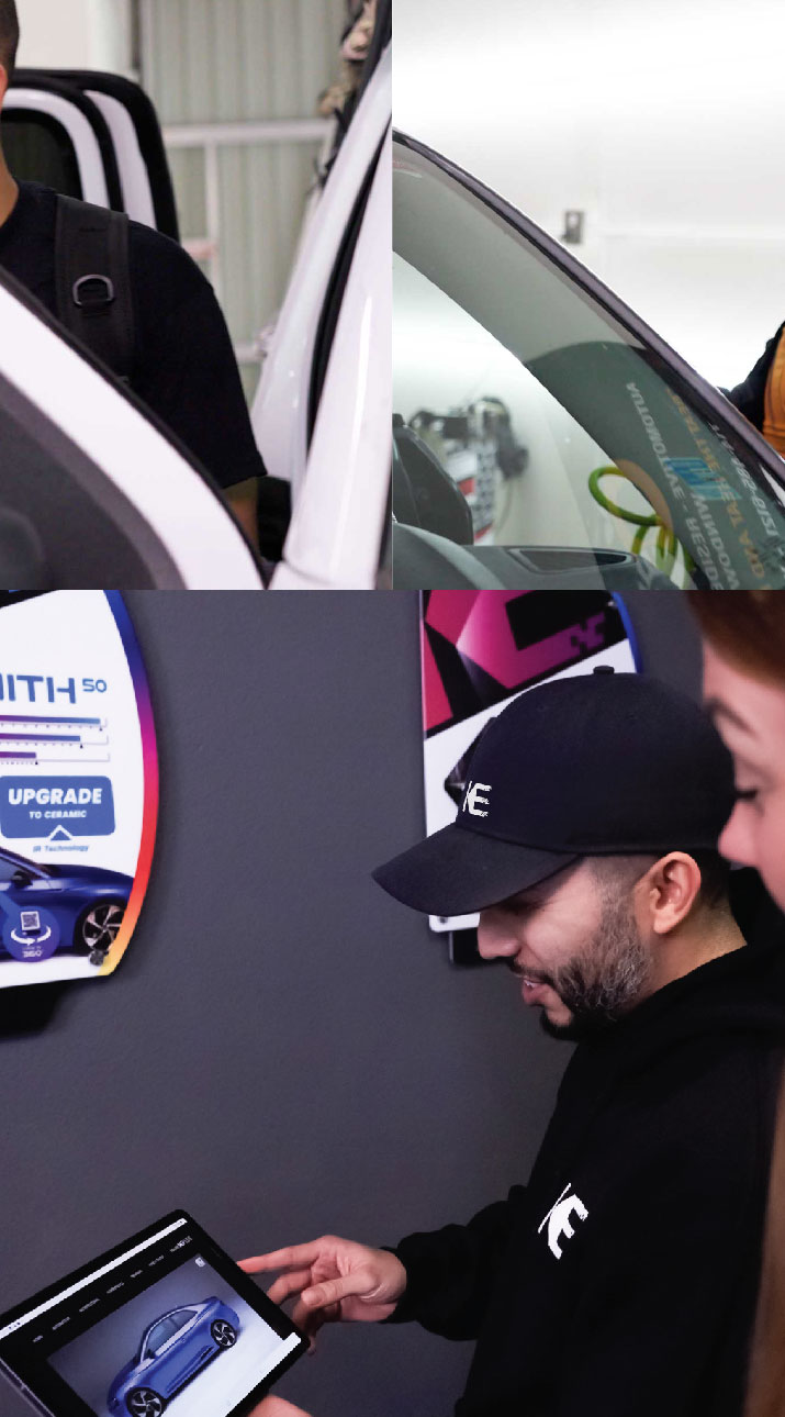 Kepler Dealer Showing Car Window Film Options to Customer in Englewood, Colorado