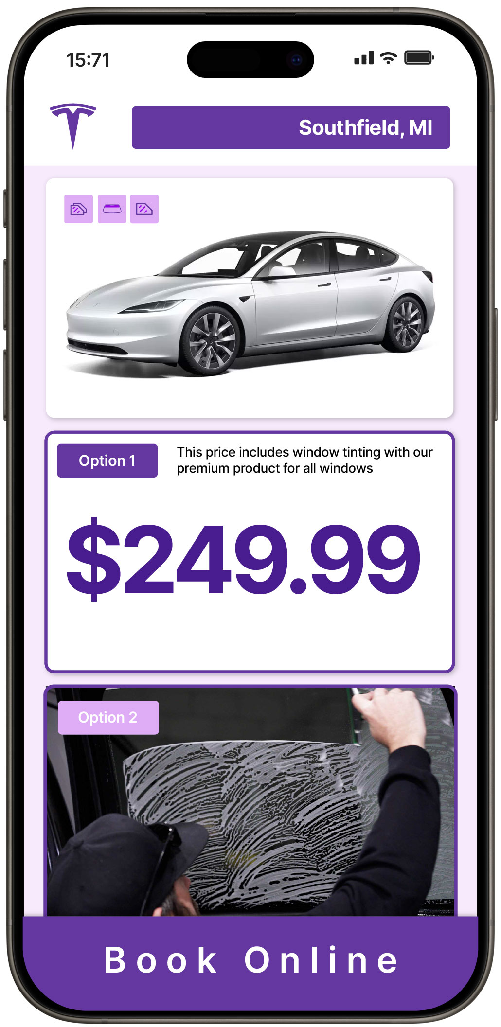 View Reasonable Tesla Window Tinting Rates in Southfield, Michigan
