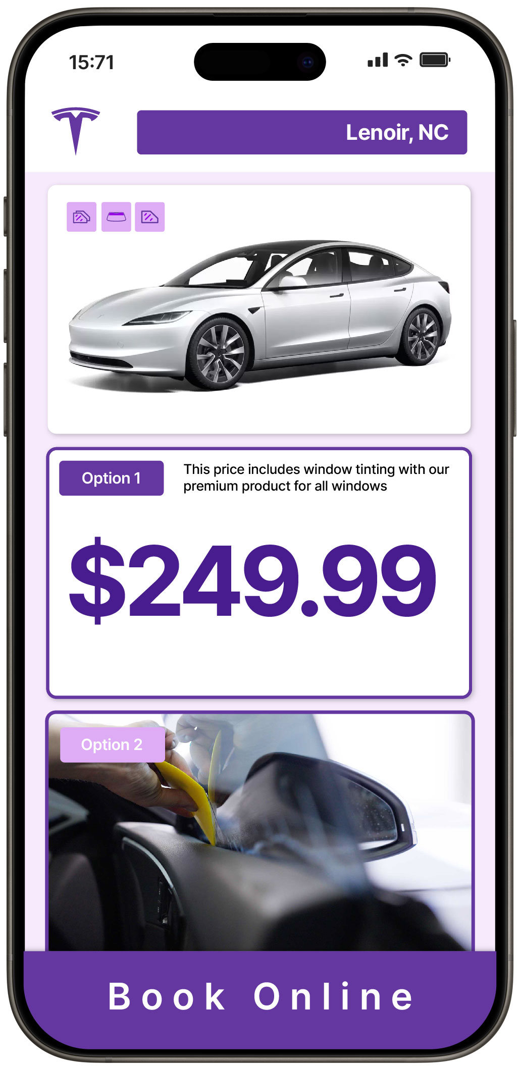 View Competitive Tesla Window Tinting Costs in Lenoir, North Carolina