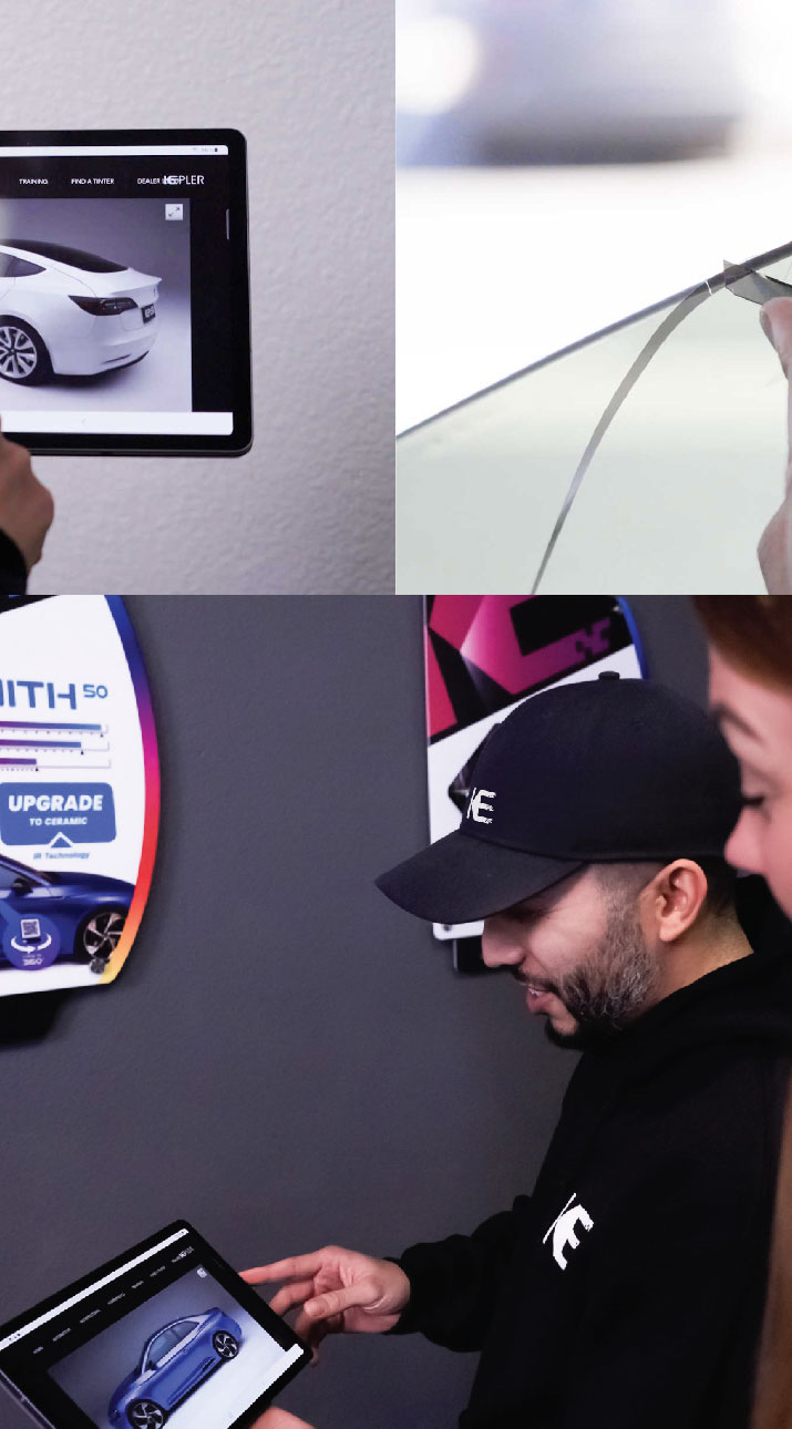 Kepler Dealer Showing Car Window Film Options to Customer in Addison, Illinois