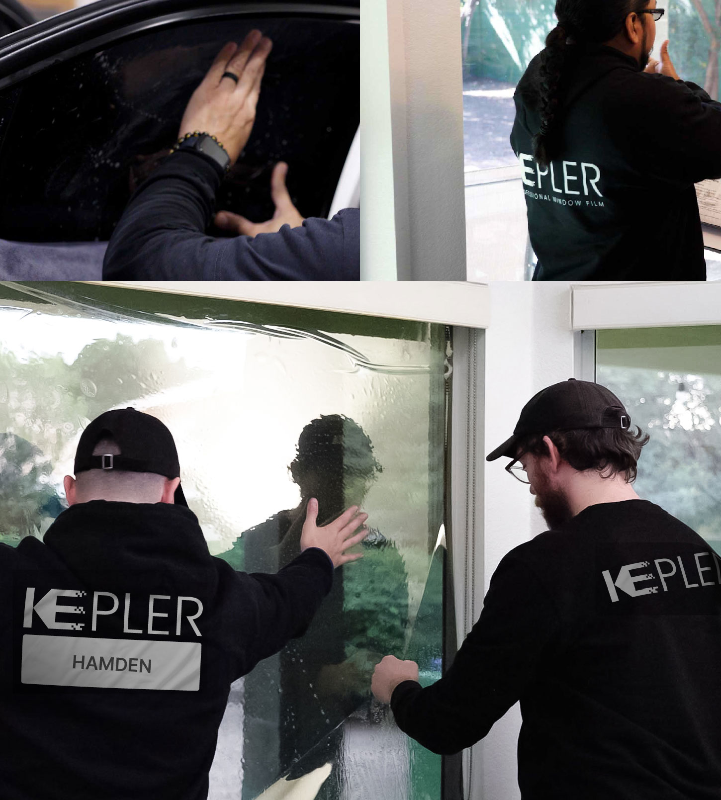 Kepler Technician Installing Advanced Window Tint to Home in Hamden