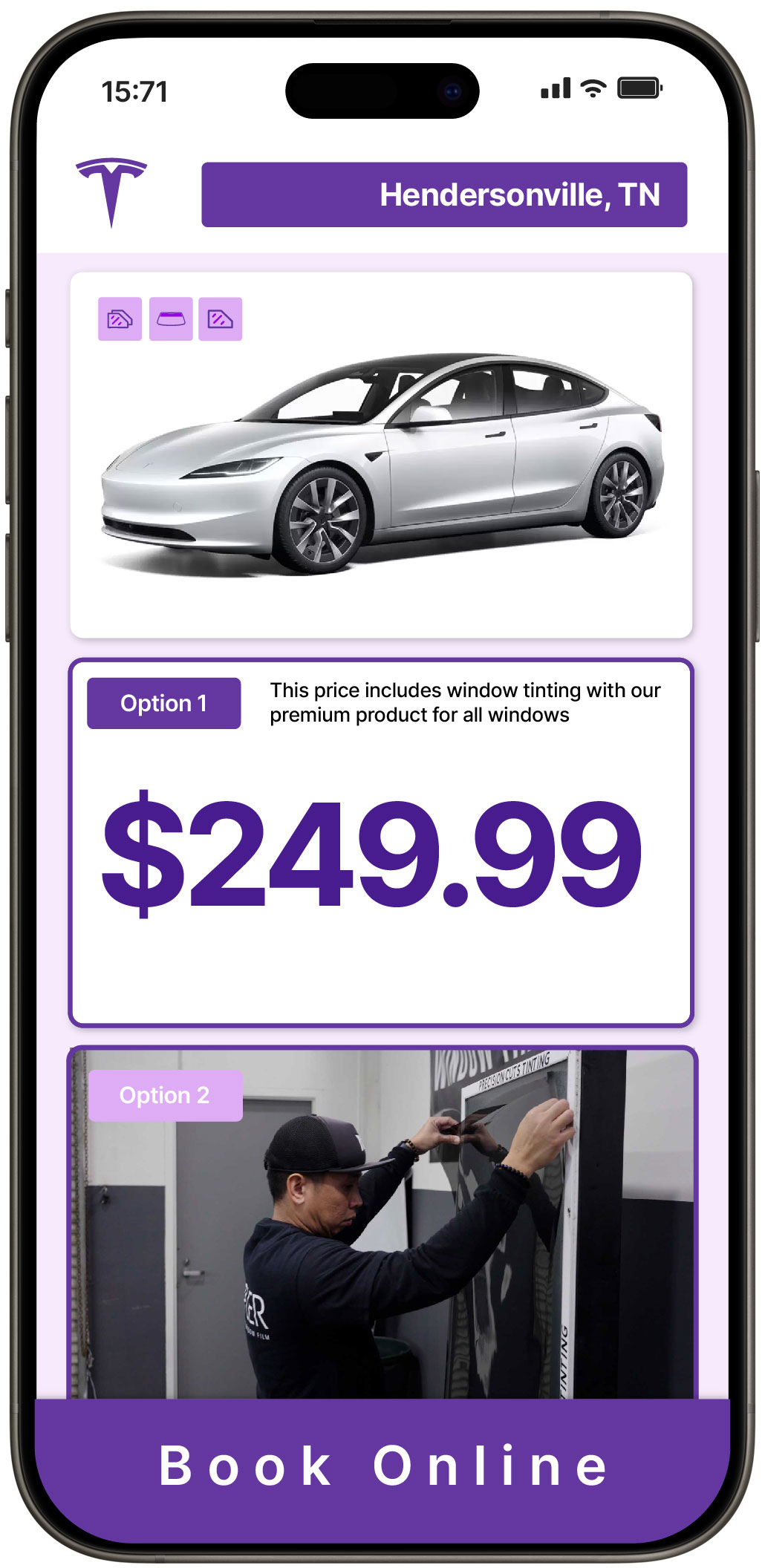 View Competitive Tesla Window Tinting Costs in Hendersonville, Tennessee