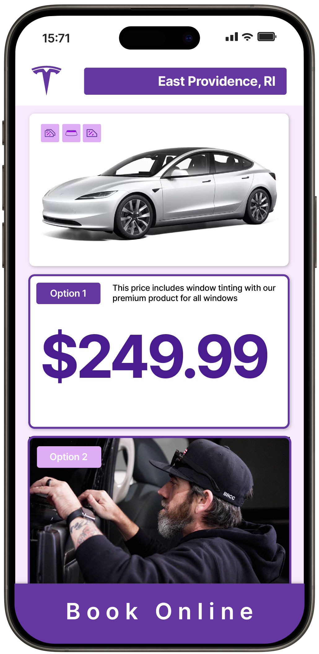 View Competitive Tesla Window Tinting Rates in East Providence, Rhode Island