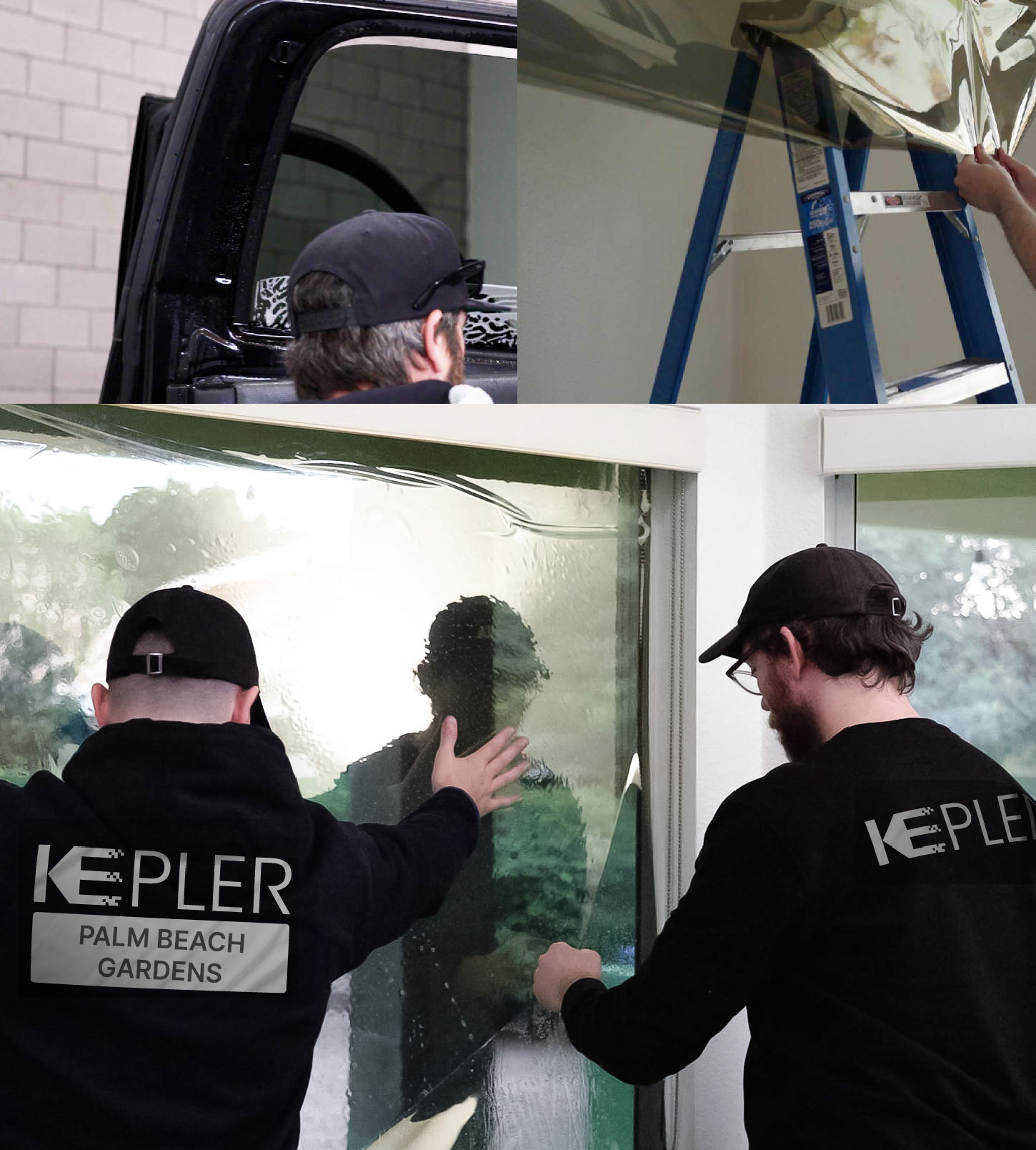 Kepler Technician Fitting High-tech Window Tint to Home in Palm Beach Gardens
