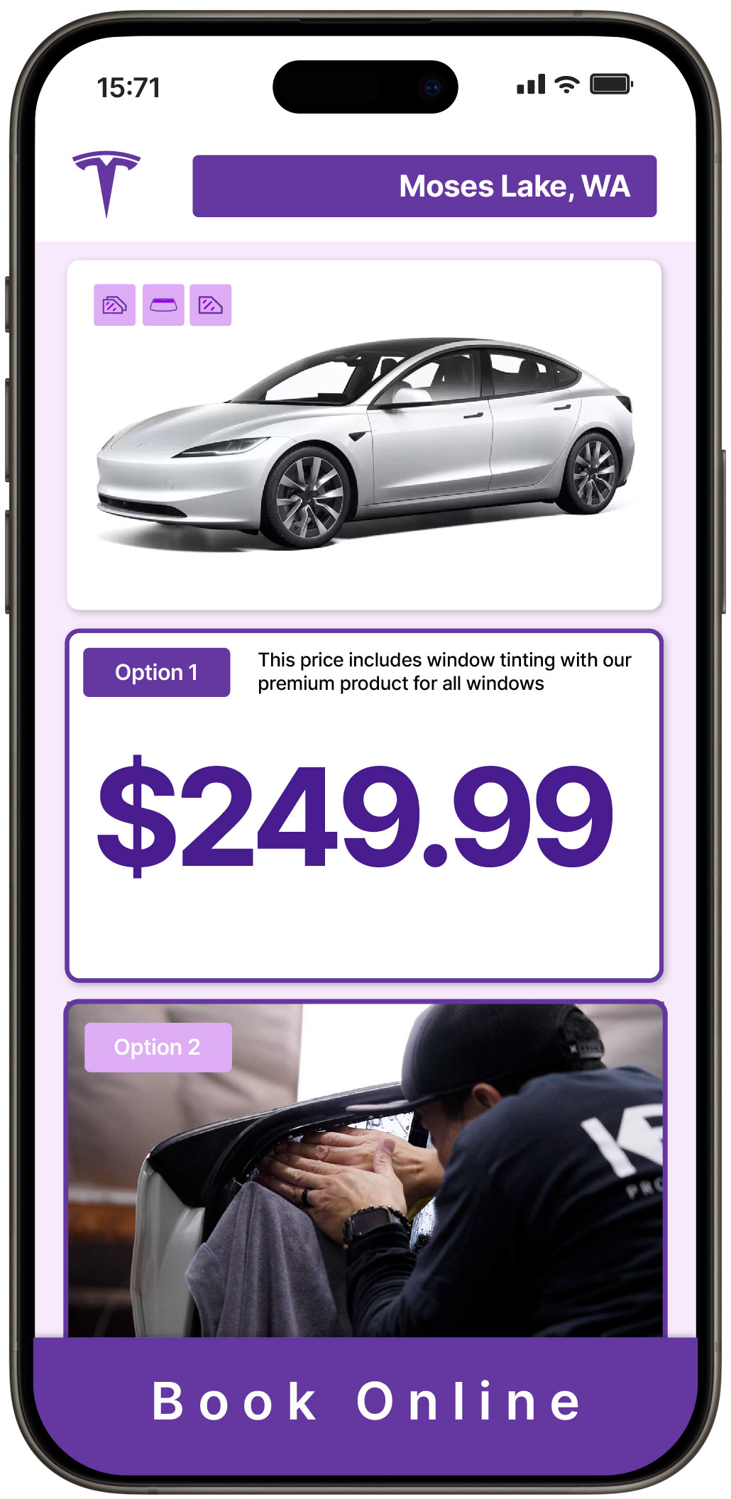View Affordable Tesla Window Tinting Rates in Moses Lake, Washington