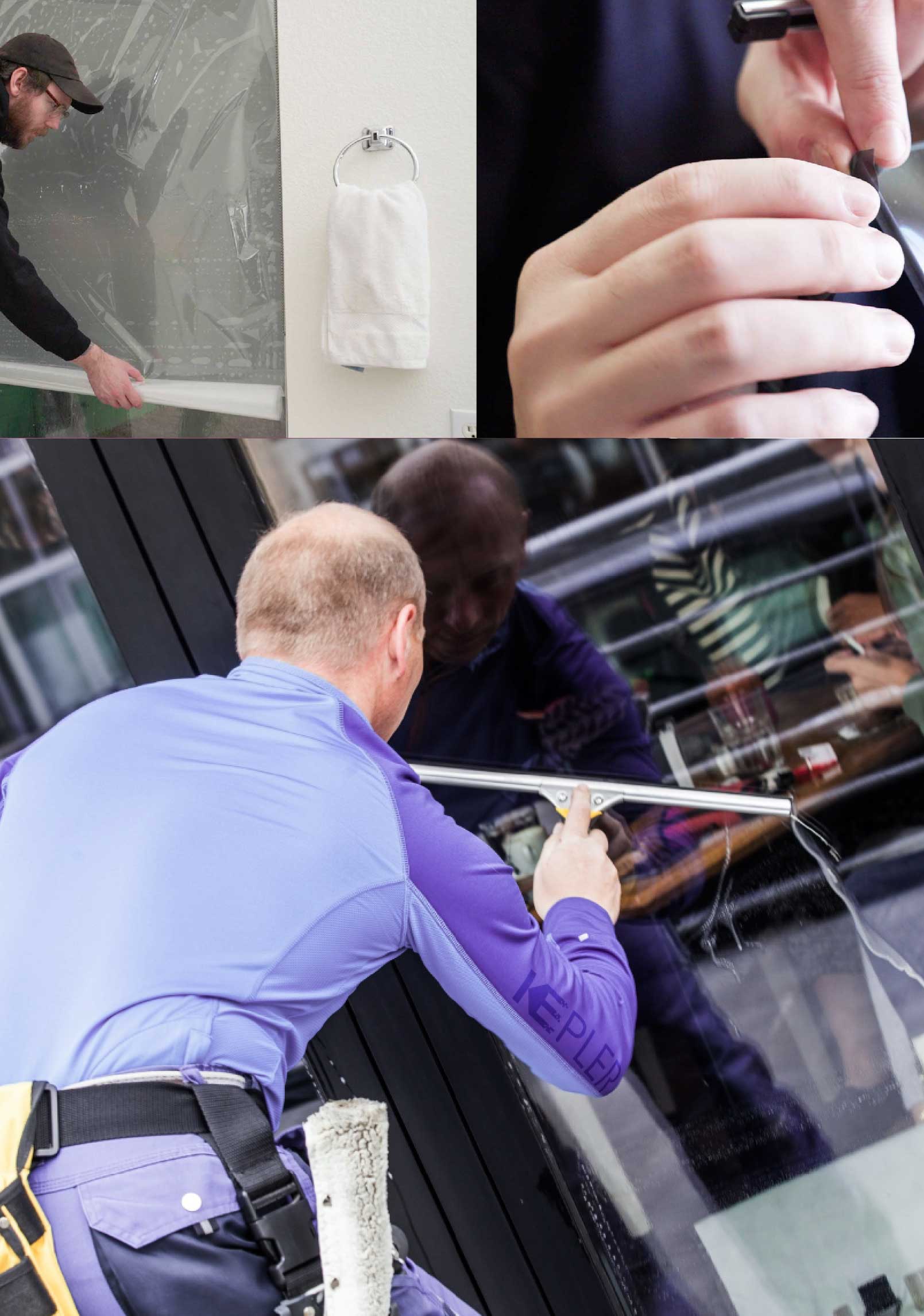Kepler Professional Applying Anti-Graffiti Window Film to a Darien Shop Front
