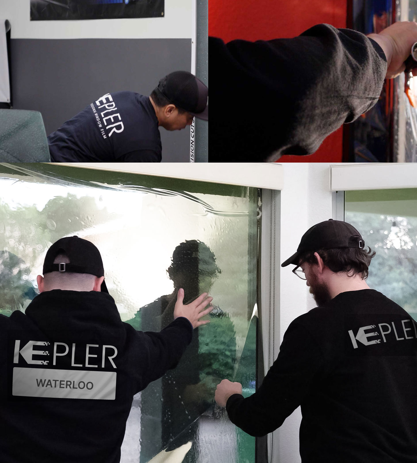 Expert Technician Fitting Ceramic Window Tint to Home in Waterloo