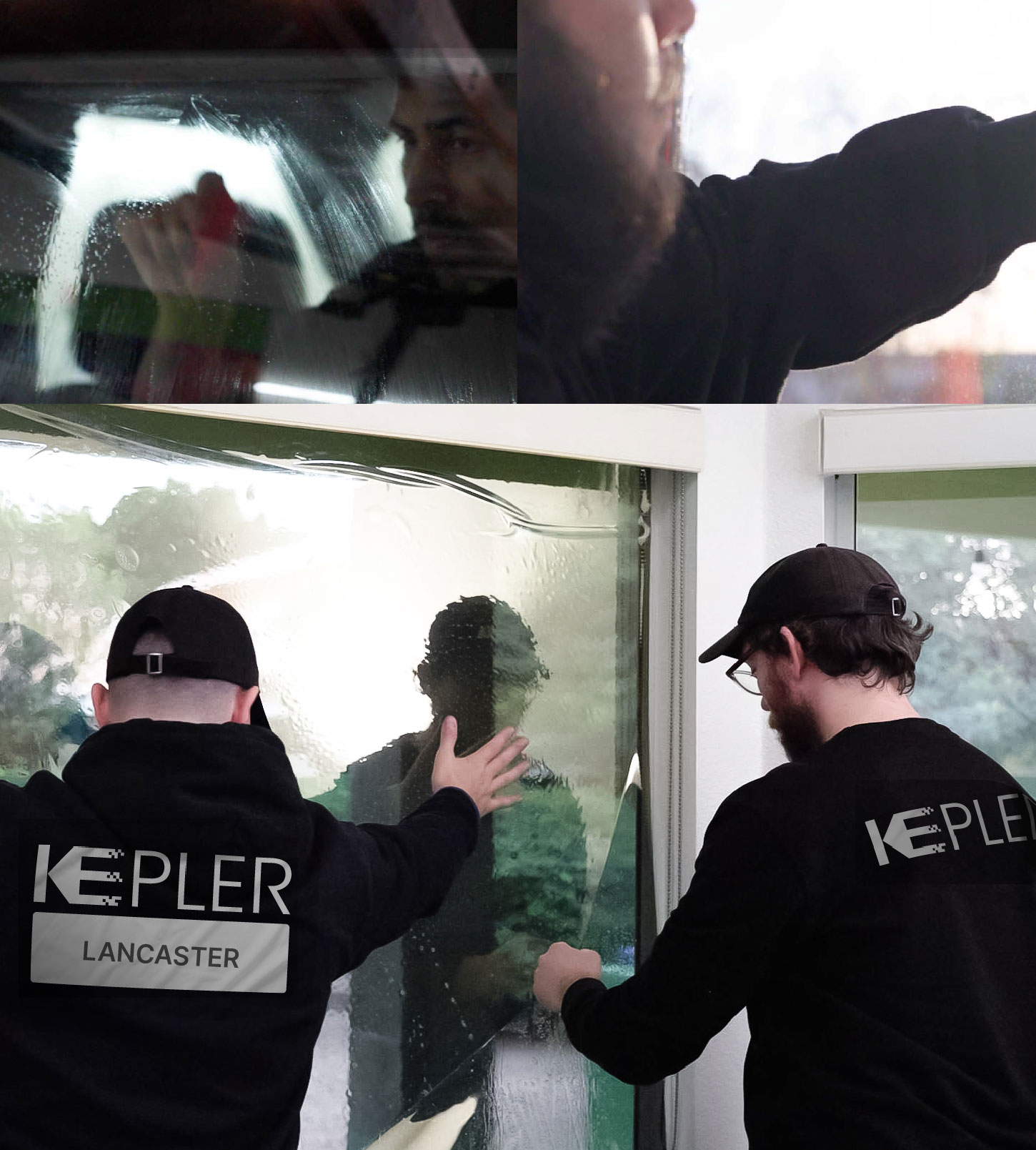 Kepler Technician Applying High-tech Window Tint to Home in Lancaster