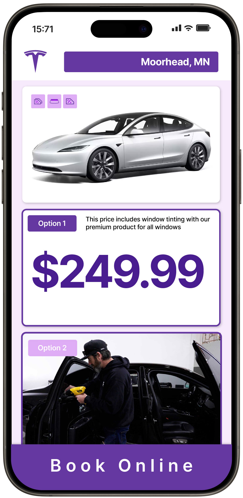 View Affordable Tesla Window Tinting Rates in Moorhead, Minnesota
