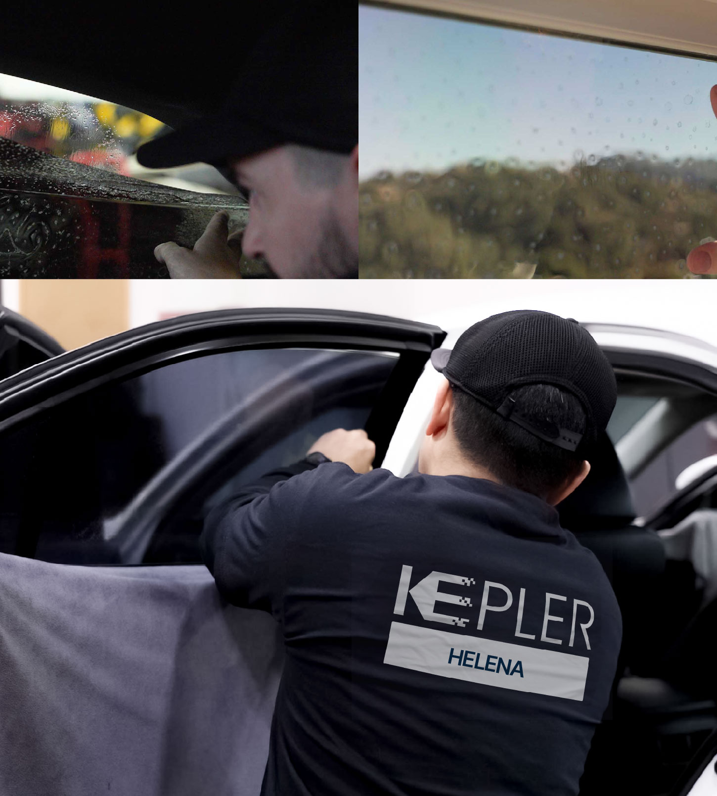 Automotive Window Tinting Expert Applying Film in Helena, Alabama
