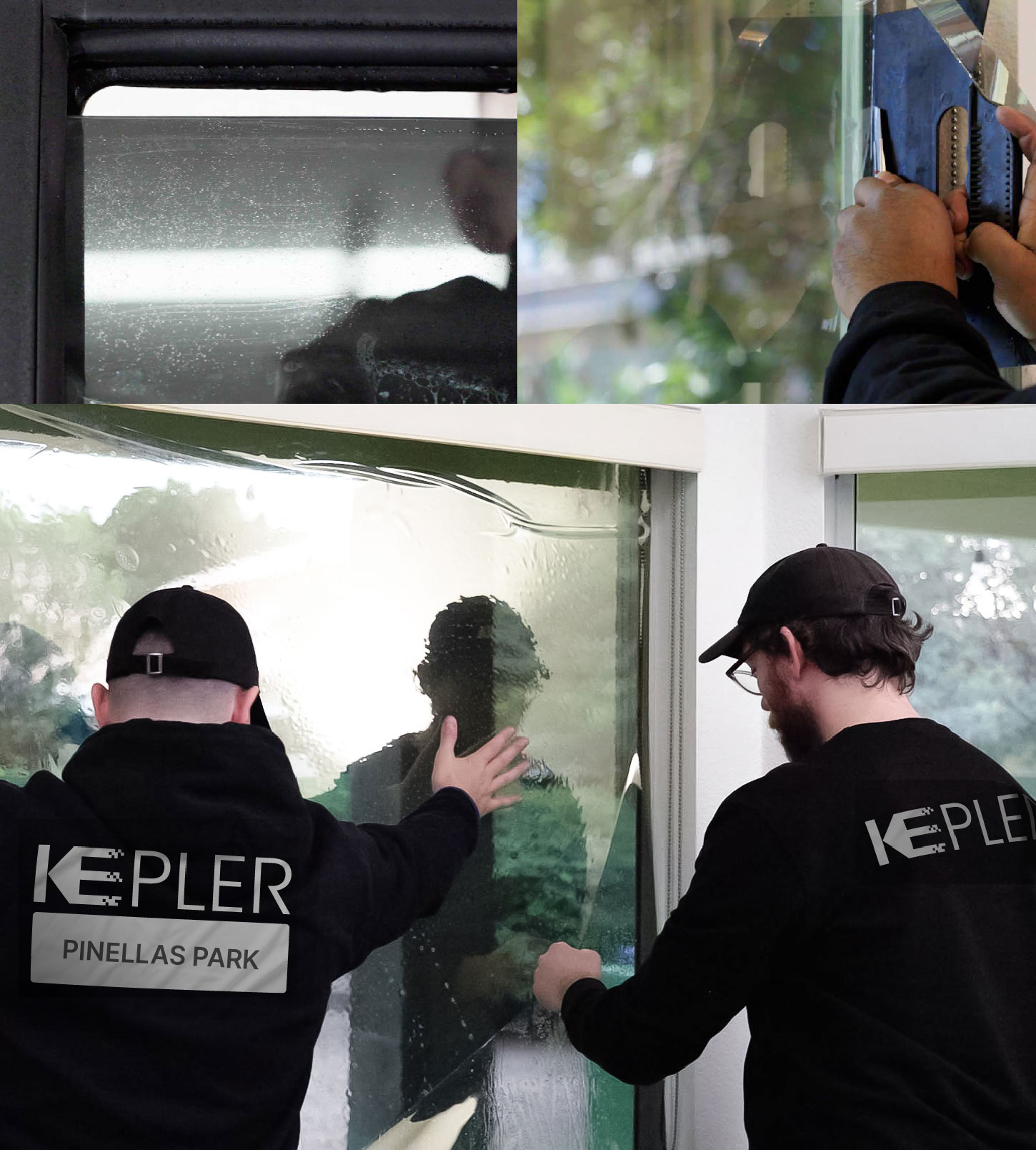 Expert Technician Installing Ceramic Window Tint to Home in Pinellas Park