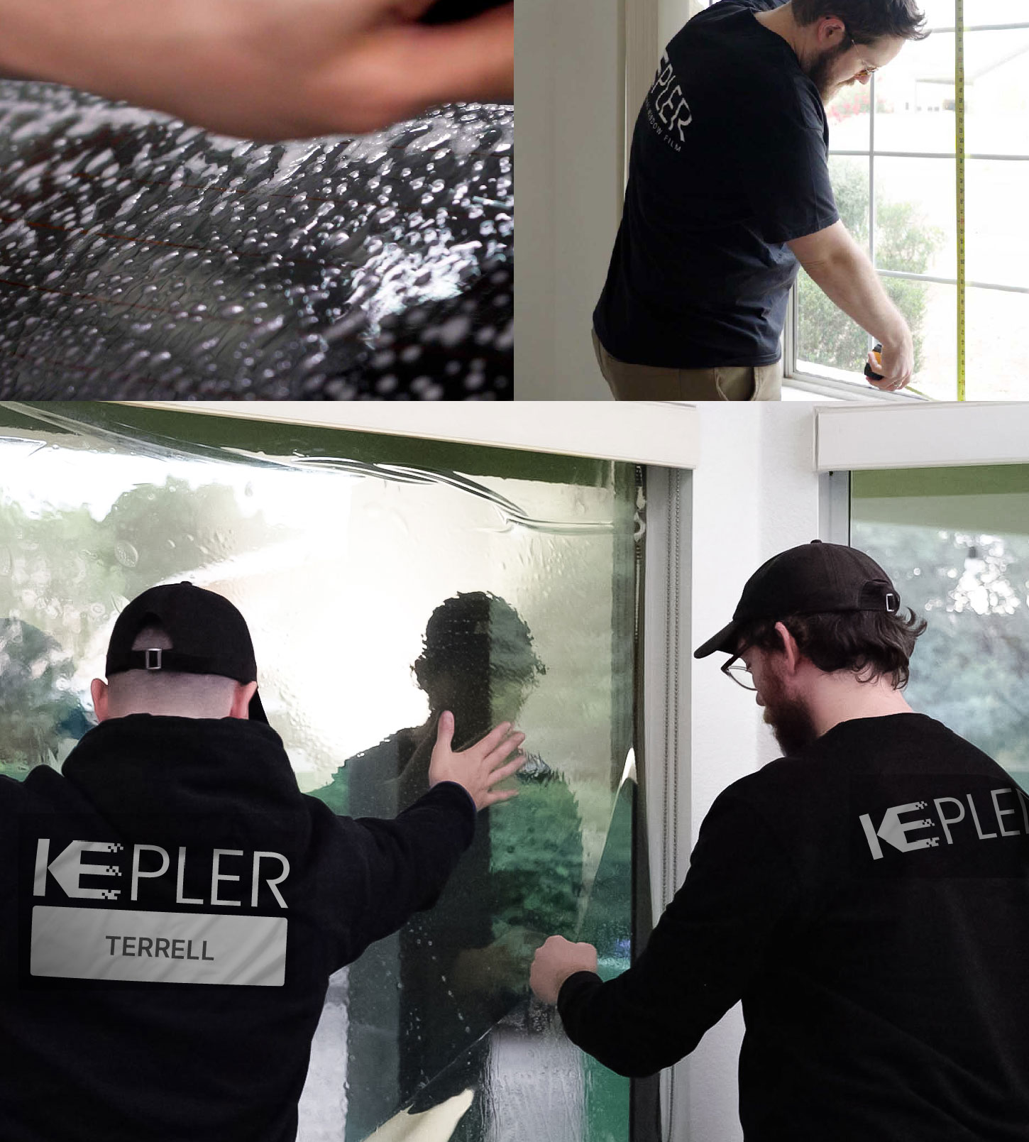Kepler Technician Fitting High-tech Window Tint to Home in Terrell