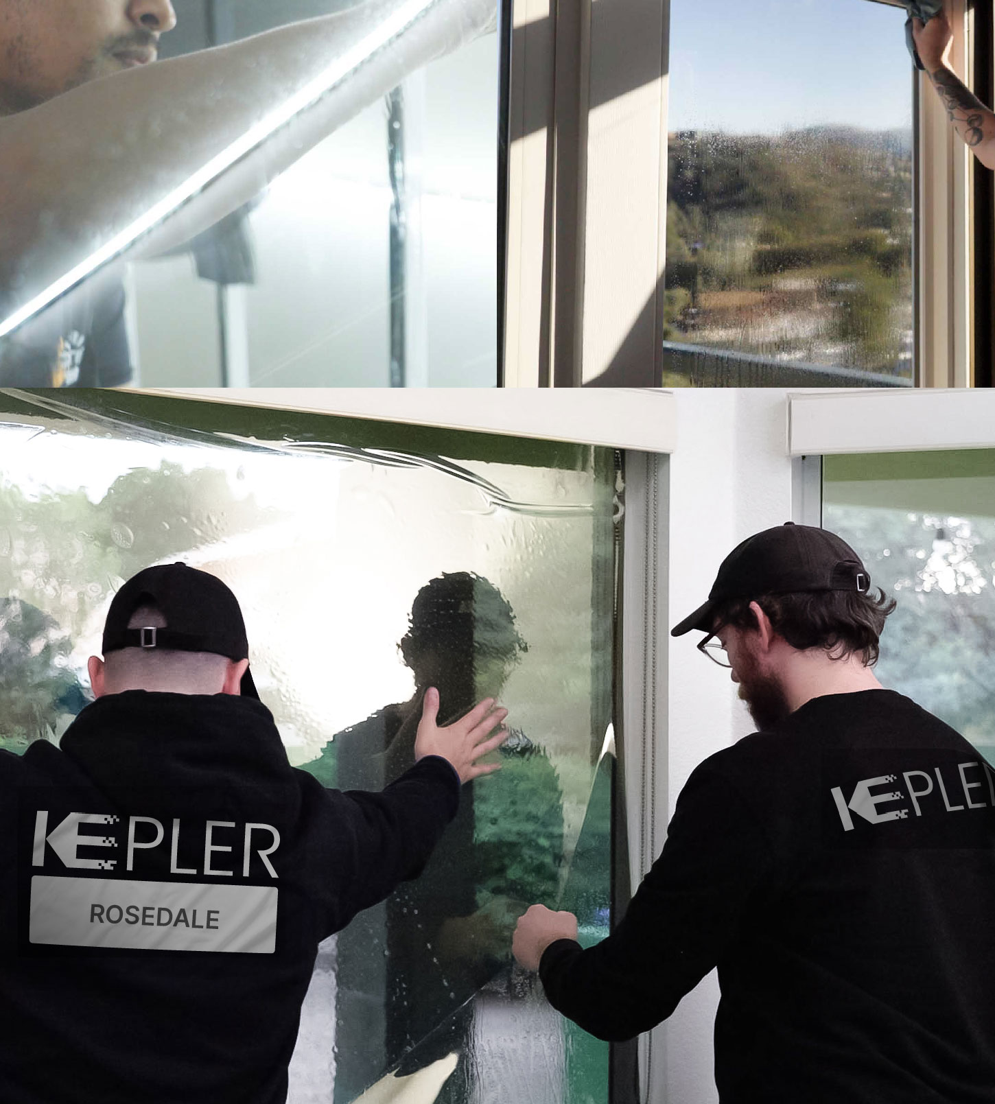 Expert Technician Installing High-tech Window Tint to Home in Rosedale