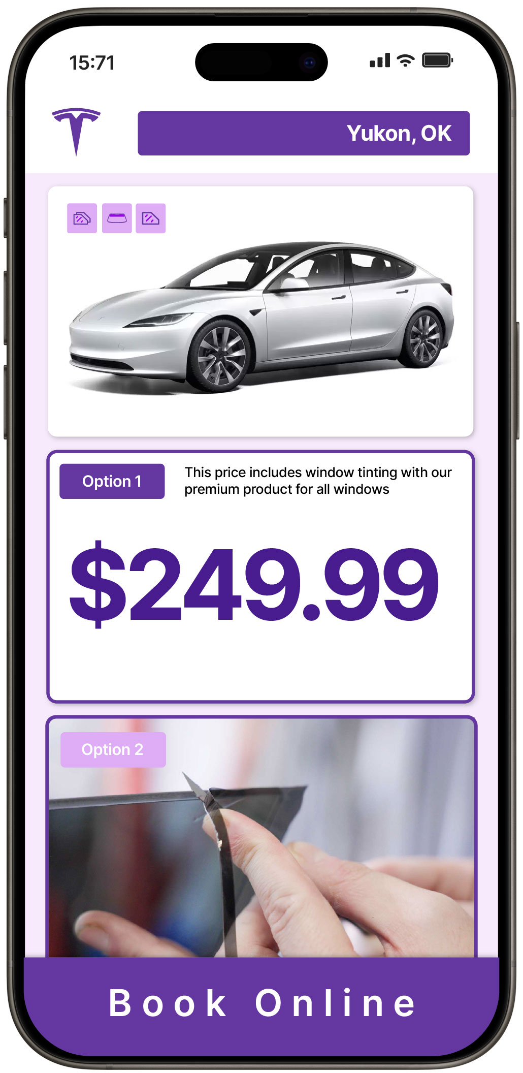 View Competitive Tesla Window Tinting Rates in Yukon, Oklahoma