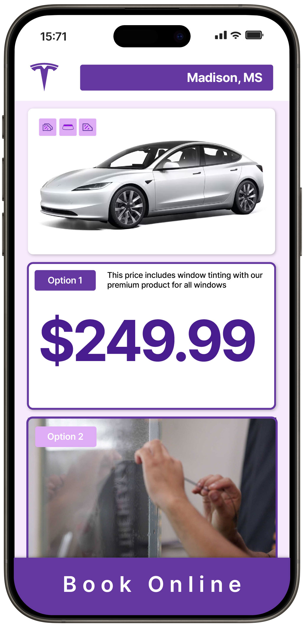 View Reasonable Tesla Window Tinting Prices in Oxford, Mississippi
