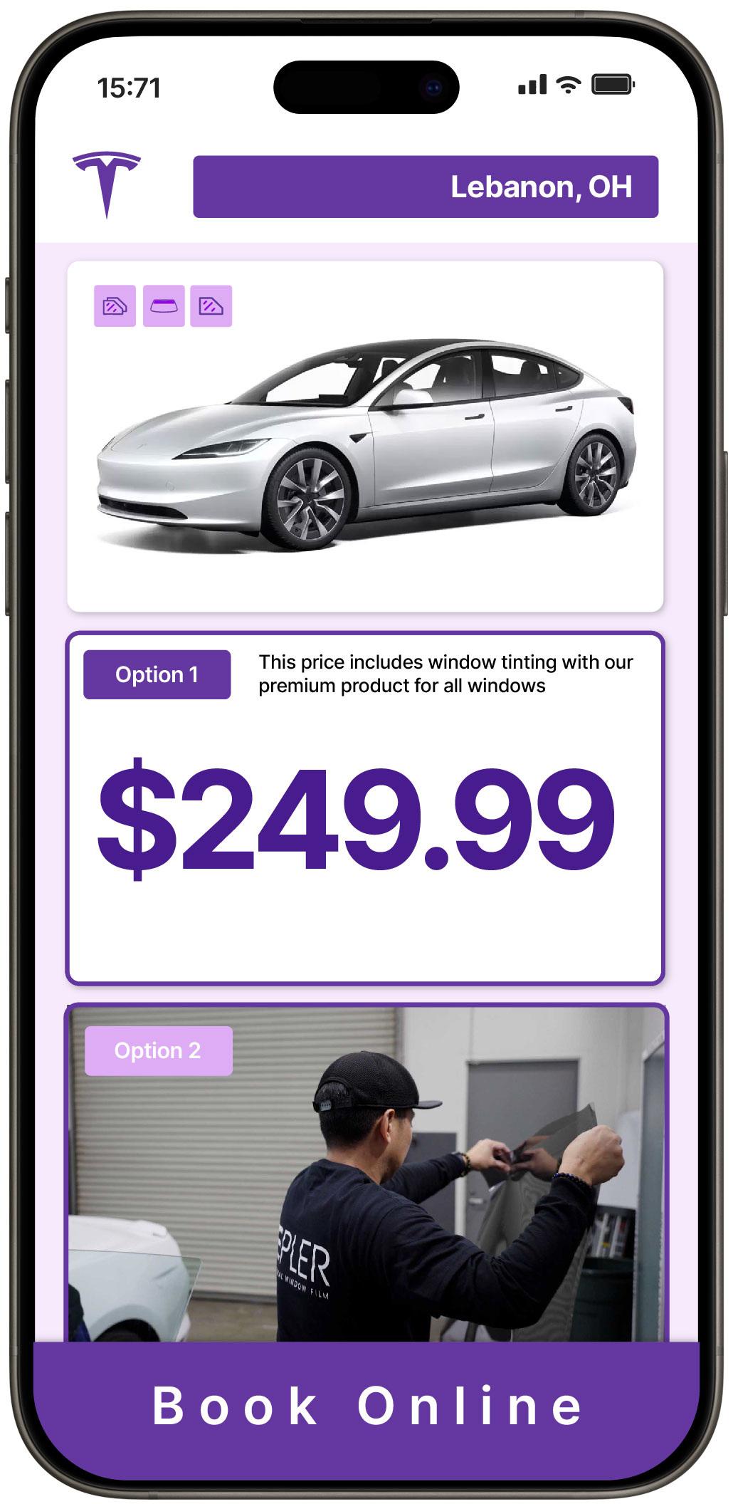 View Reasonable Tesla Window Tinting Prices in Lebanon, Ohio
