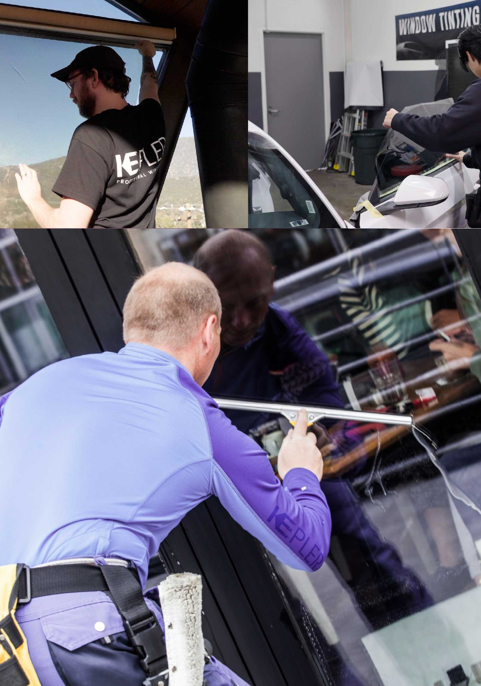 Kepler Skilled Applying Anti-Graffiti Window Film to a Marina Shop Front