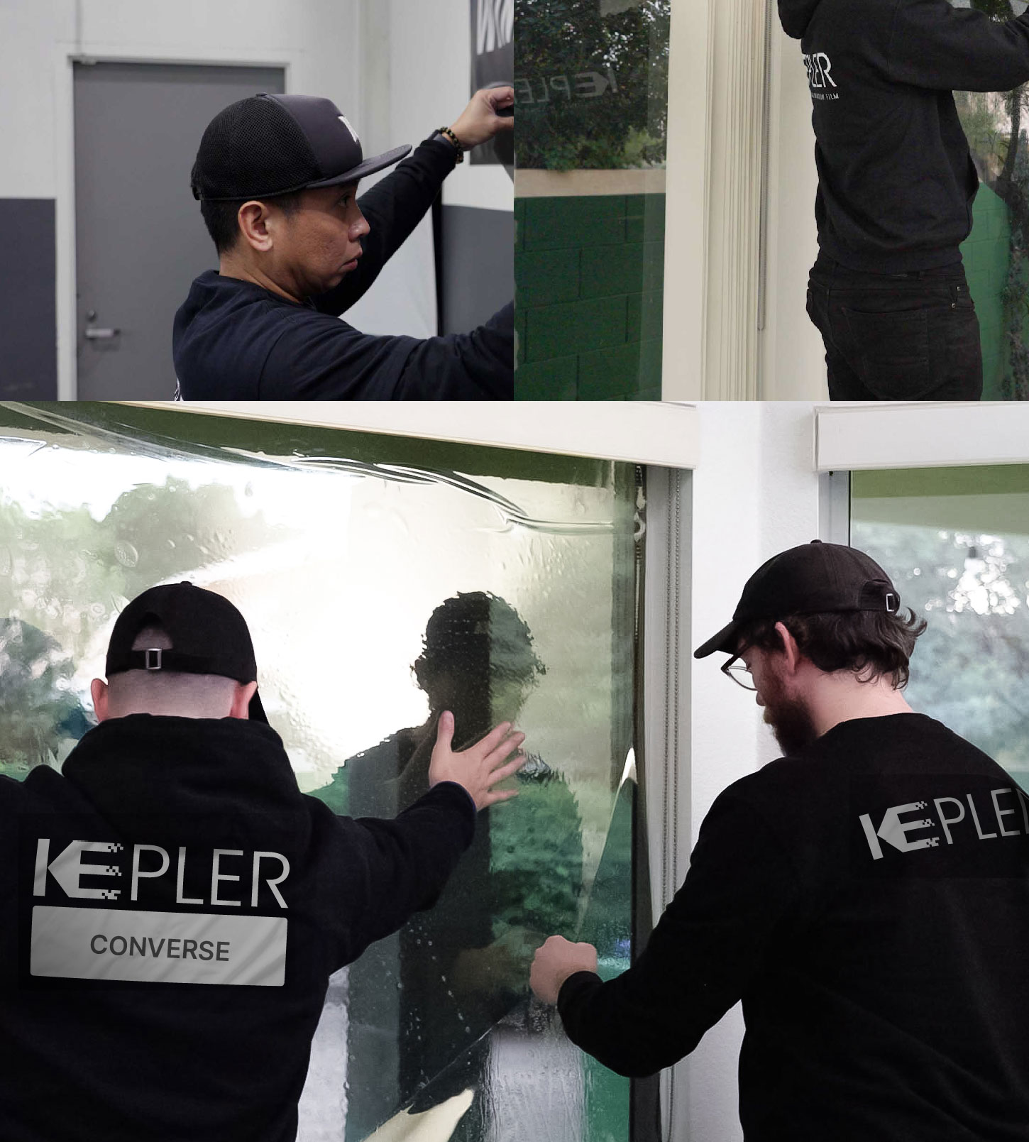 Kepler Technician Applying Advanced Window Tint to Home in Converse