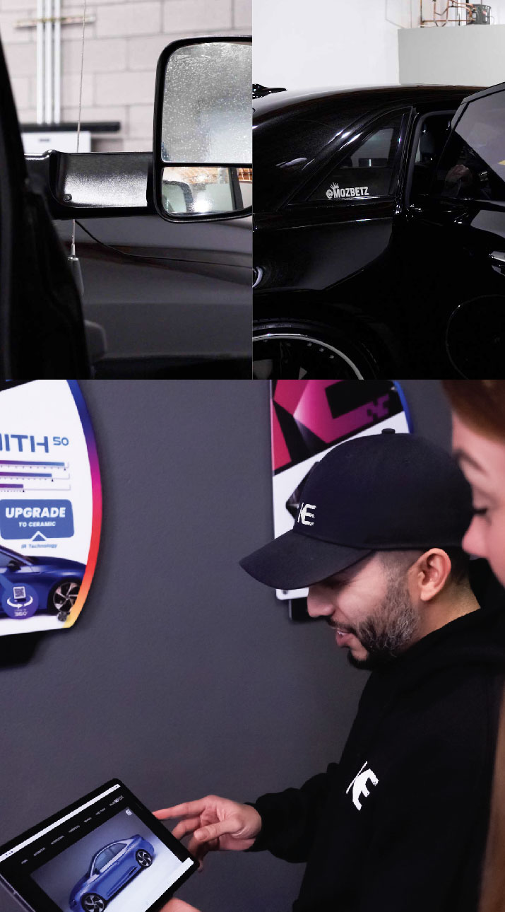 Kepler Dealer Showing Car Window Film Options to Customer in Soledad, California