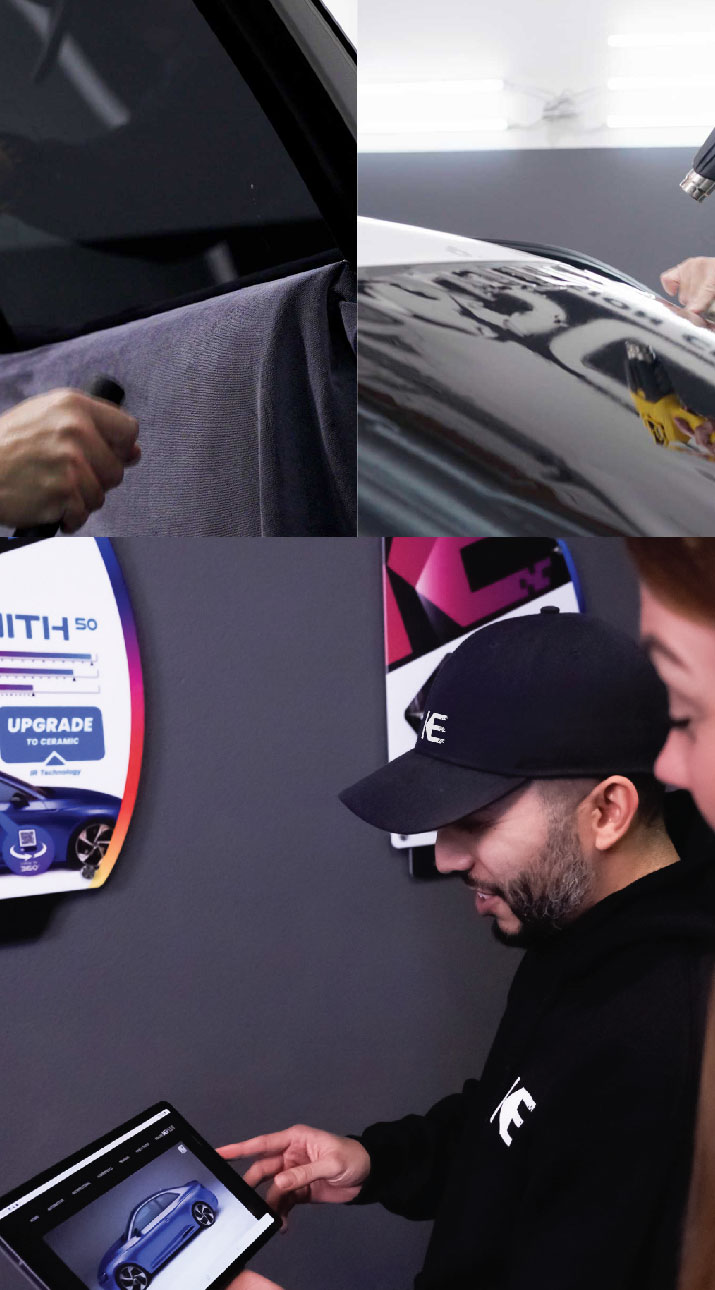 Kepler Dealer Showing Car Window Film Options to Customer in Redford, Michigan