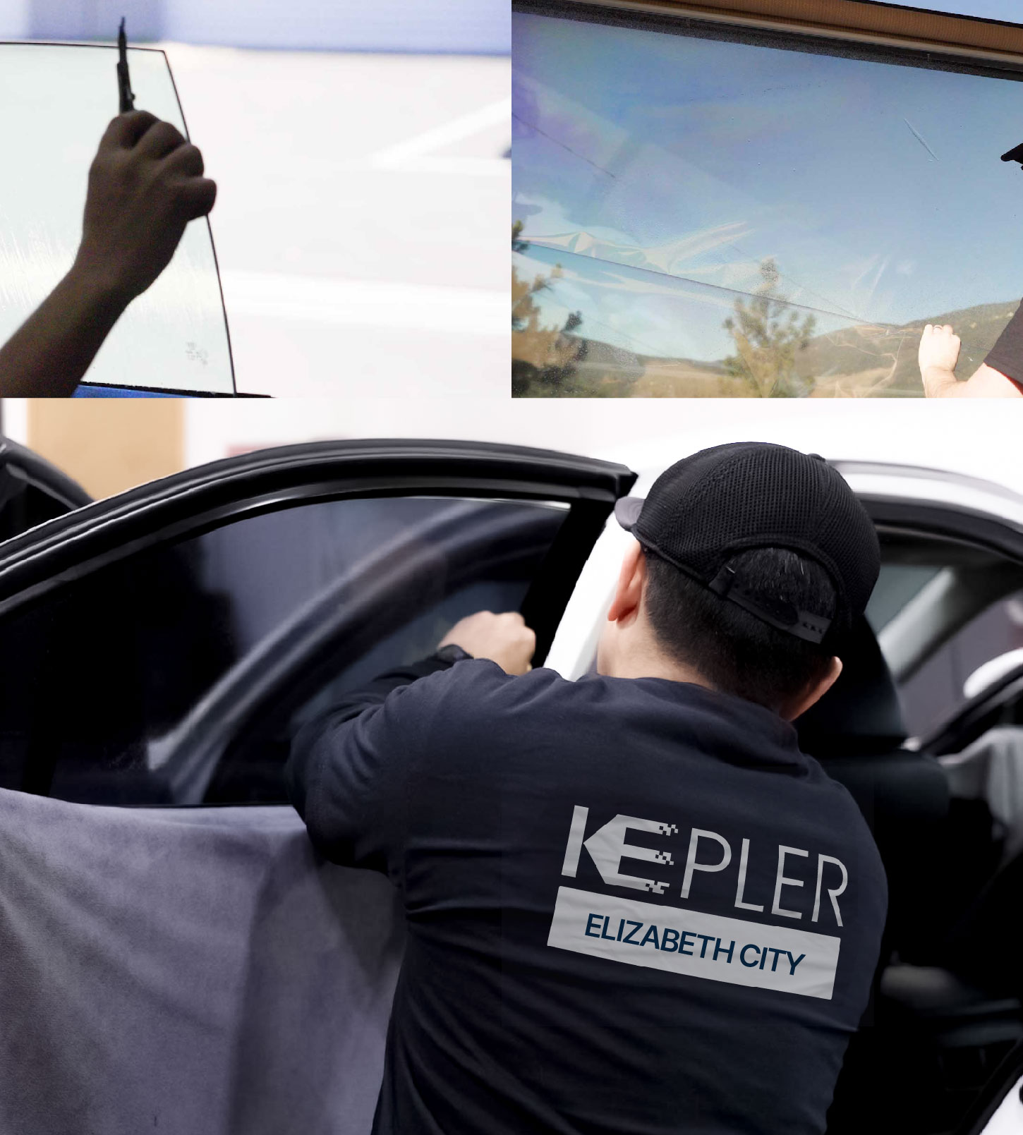 Automotive Window Tinting Expert Applying Film in Elizabeth City, North Carolina