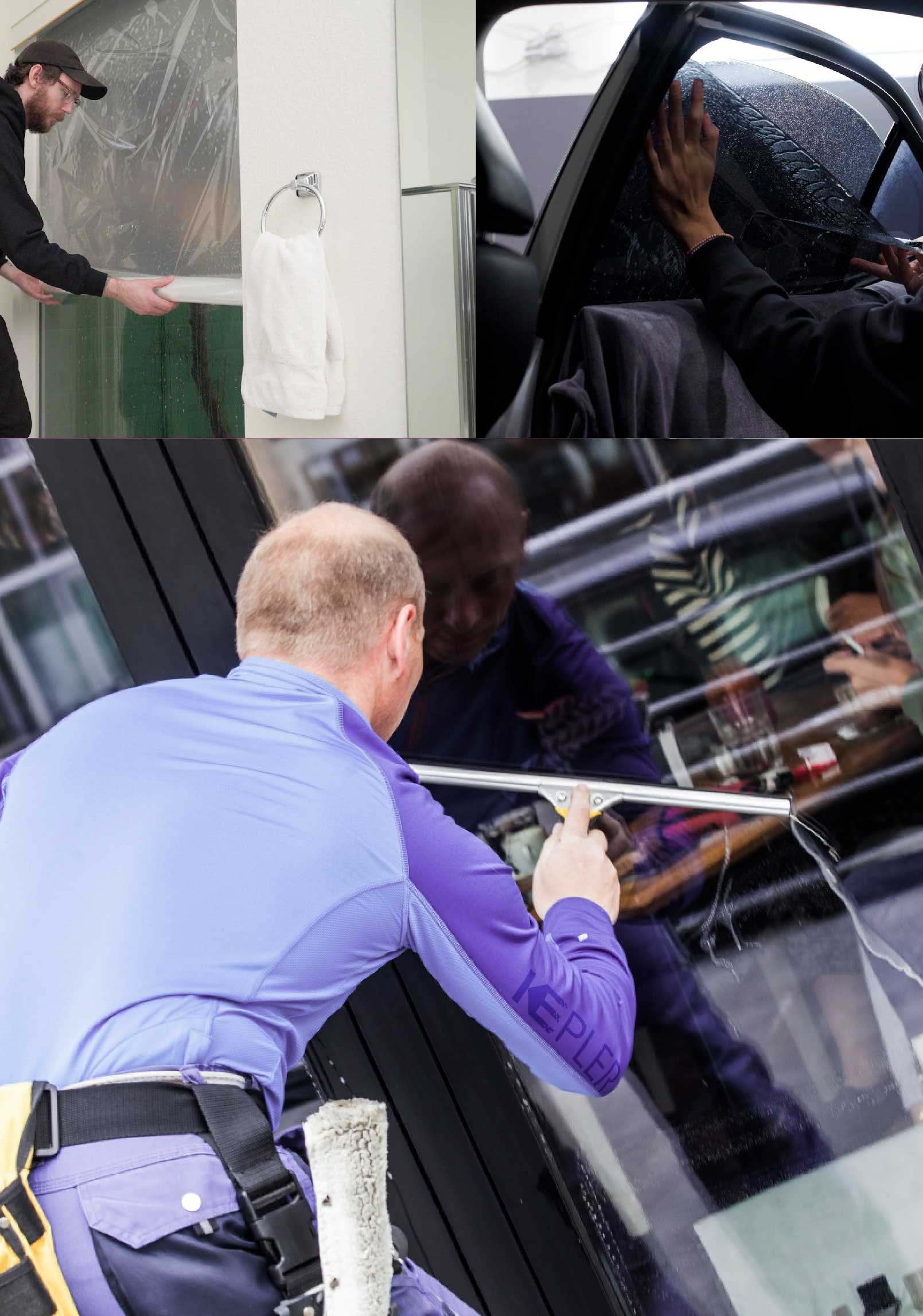Kepler Expert Applying Anti-Graffiti Window Film to a Bloomington Shop Front