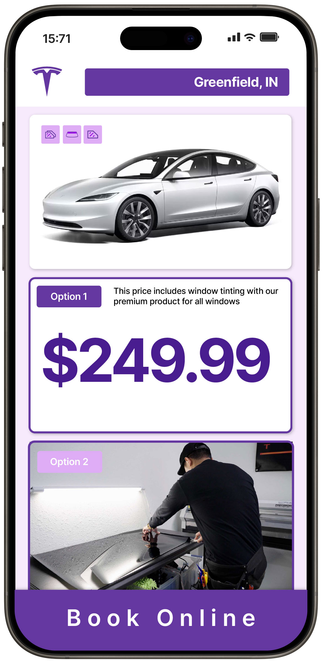 View Reasonable Tesla Window Tinting Costs in Greenfield, Indiana