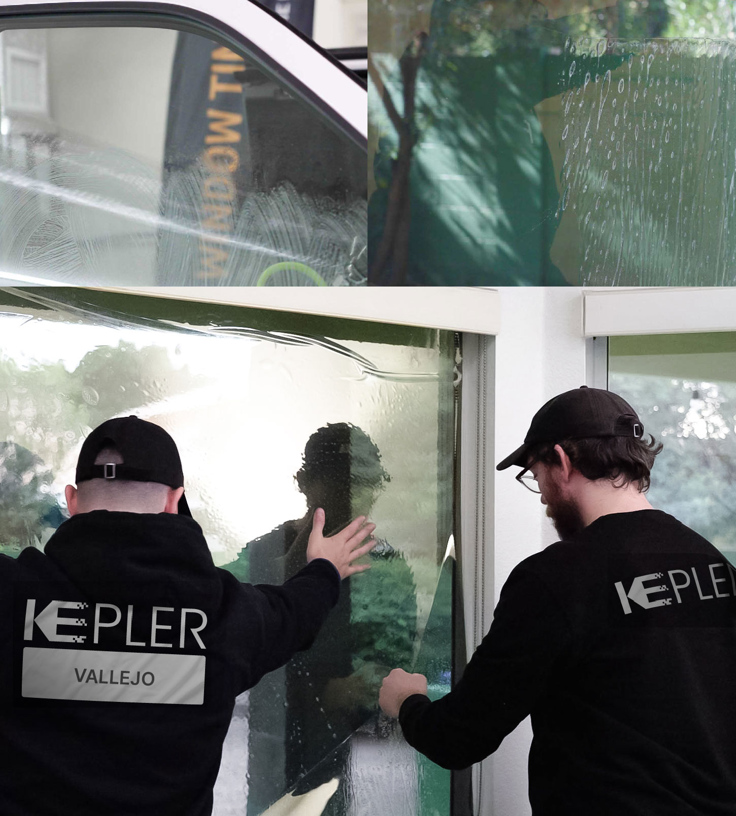 Expert Technician Installing High-tech Window Tint to Home in Vallejo