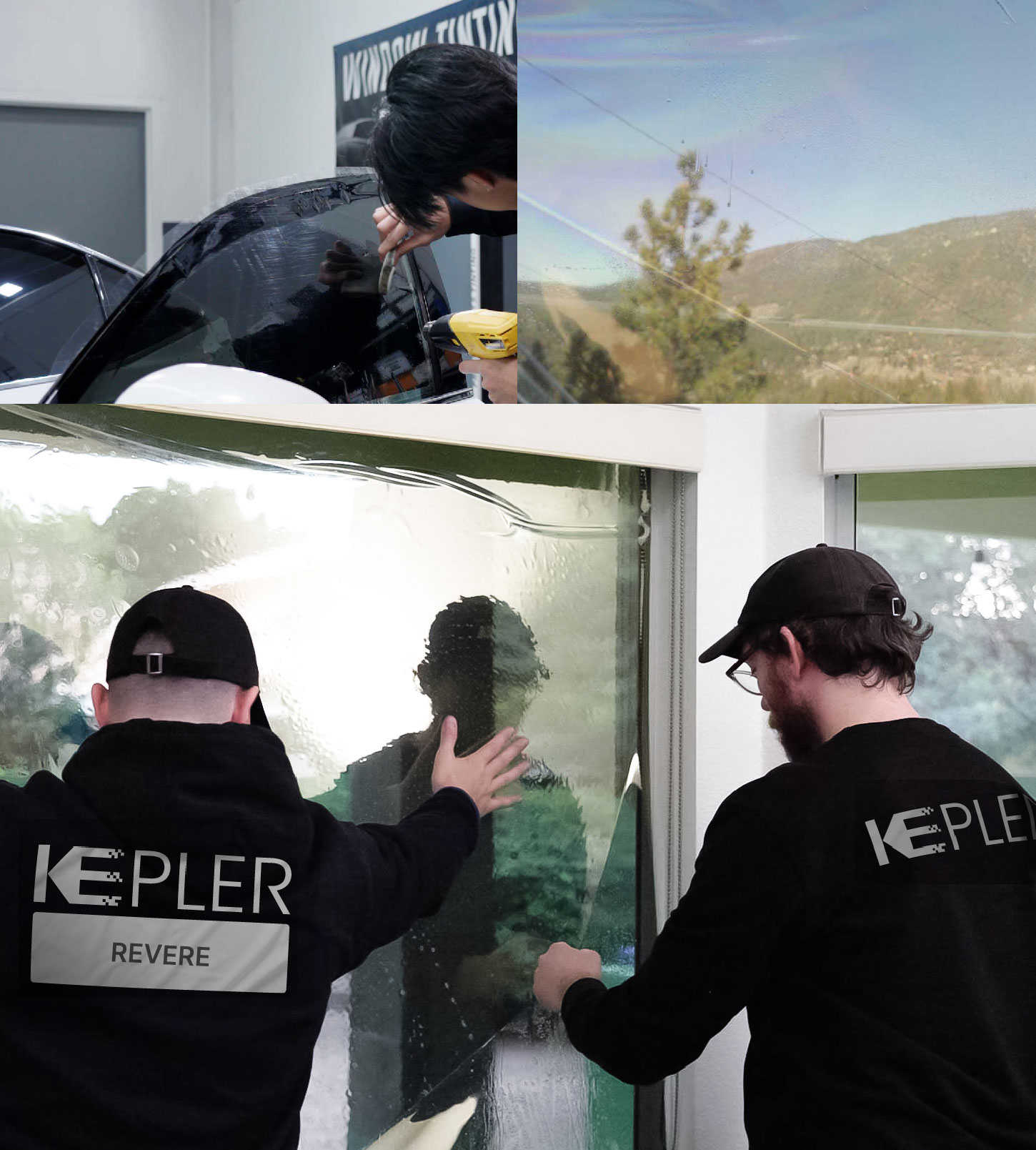 Kepler Technician Installing Ceramic Window Tint to Home in Revere
