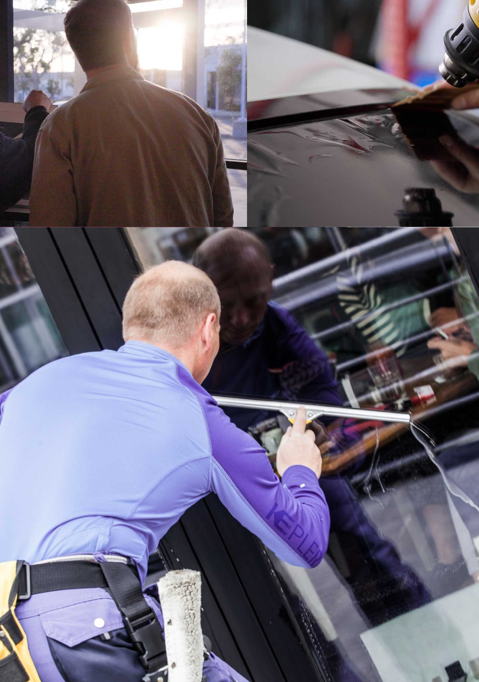 Kepler Professional Applying Anti-Graffiti Window Film to a Kalamazoo Shop Front