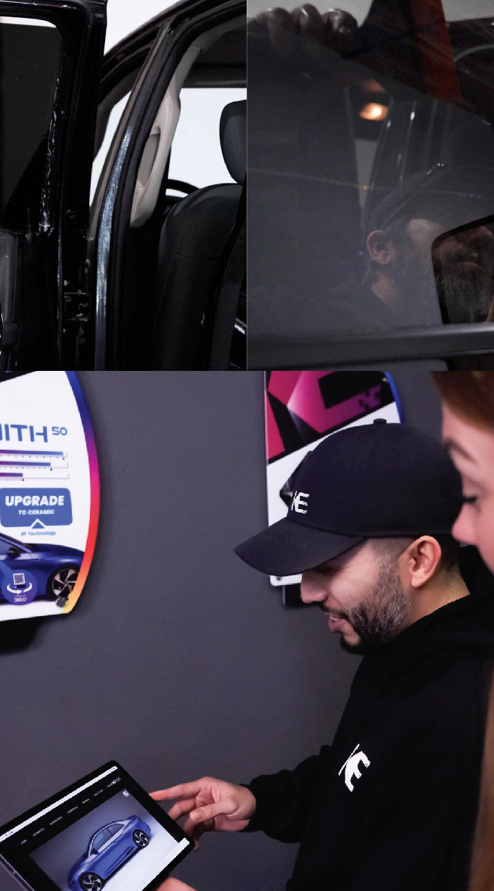 Kepler Dealer Showing Car Window Film Options to Customer in Los Altos, California