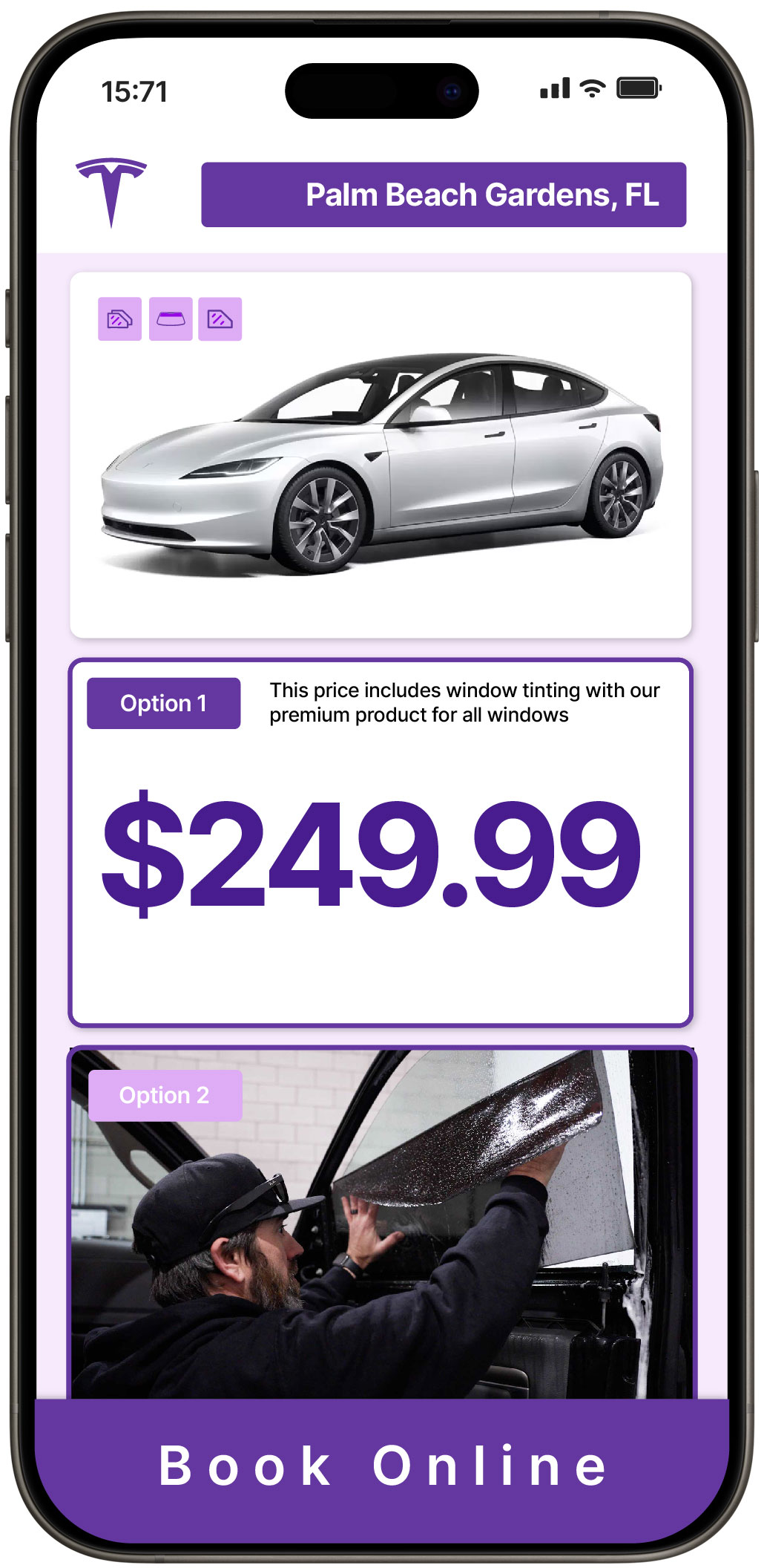 View Competitive Tesla Window Tinting Rates in Palm Beach Gardens, Florida