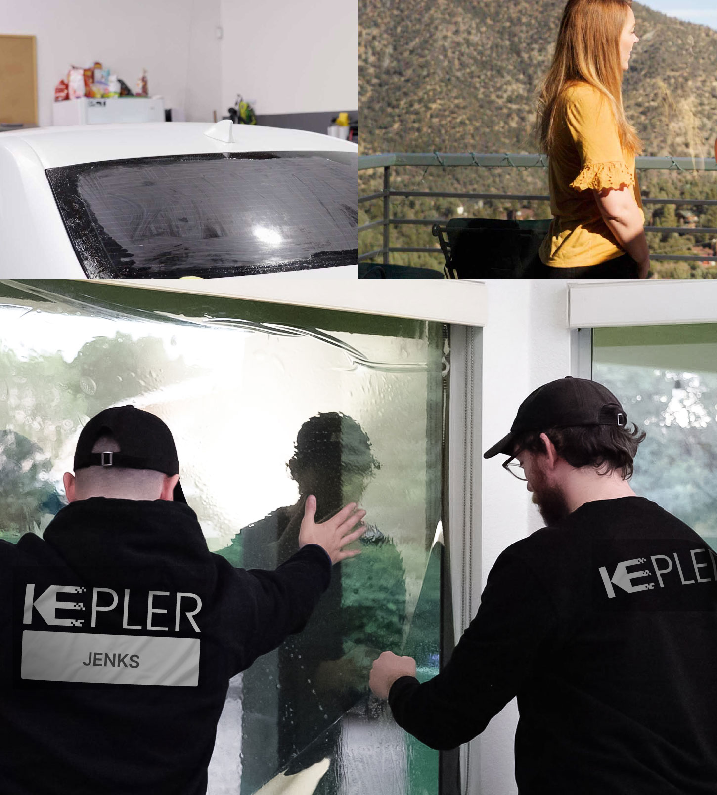 Expert Technician Applying Ceramic Window Tint to Home in Jenks