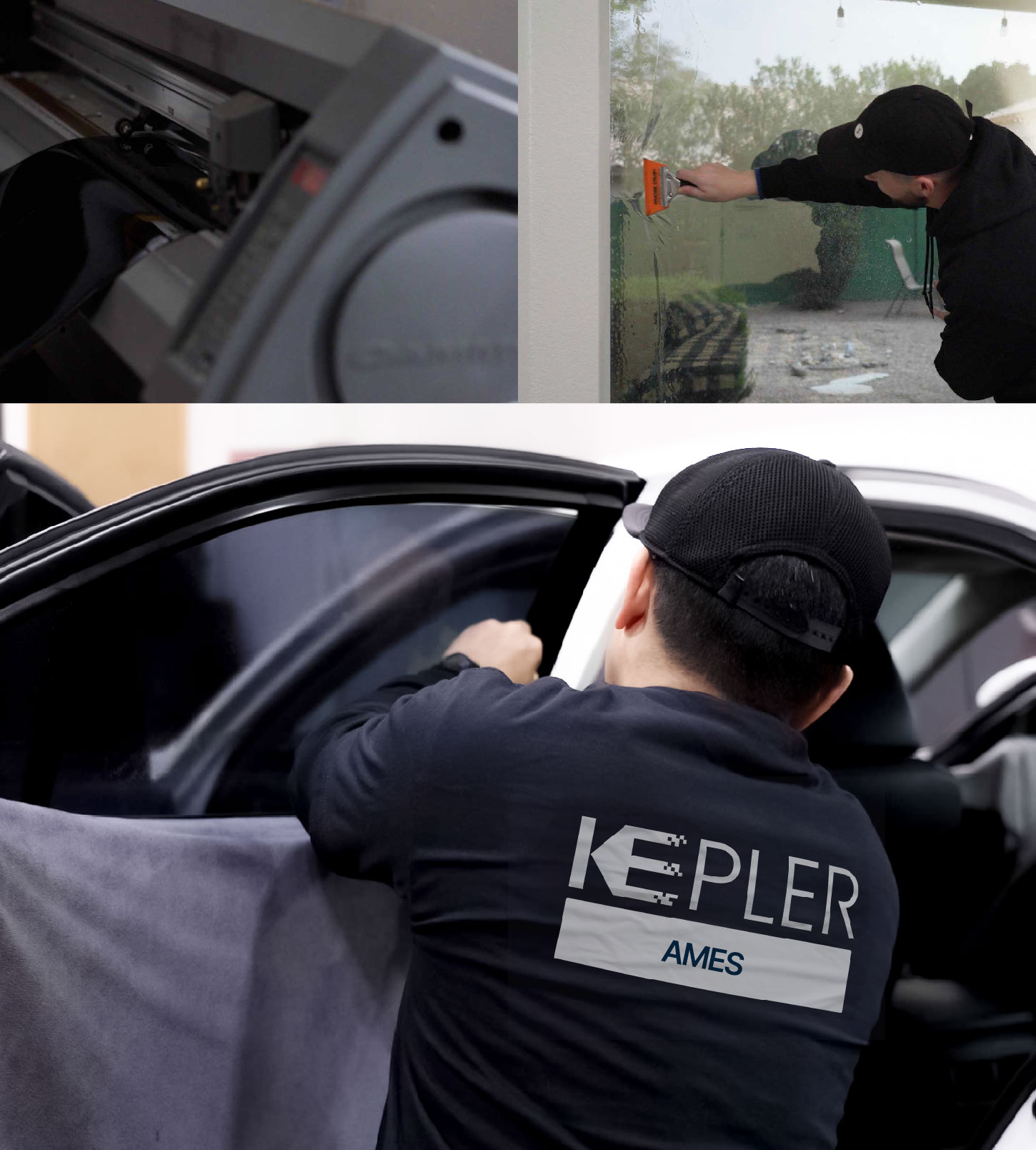 Automotive Window Tinting Expert Applying Film in Ames, Iowa