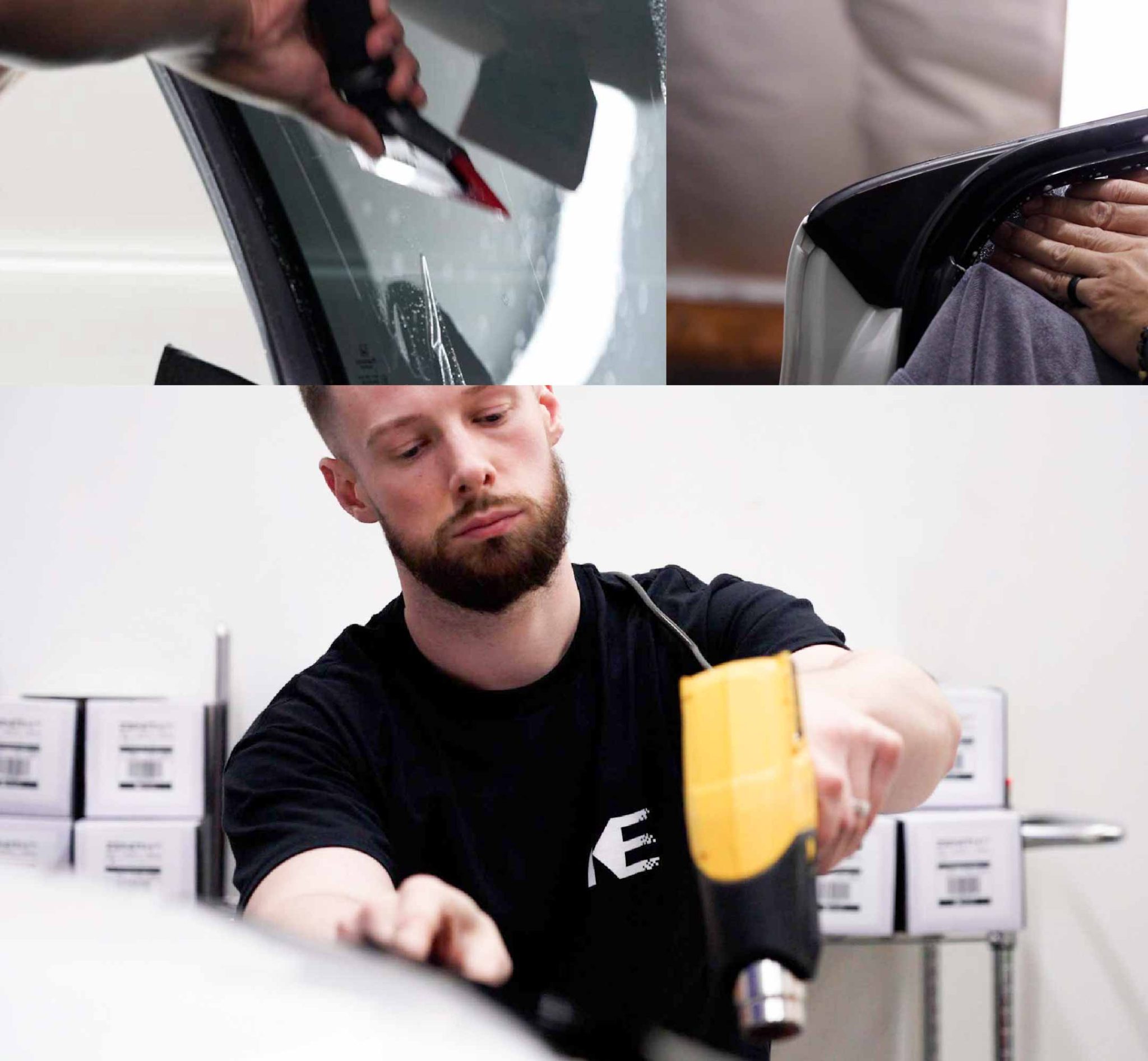 Kepler Technician Applying Ceramic Window Tint to Tesla in Ohio