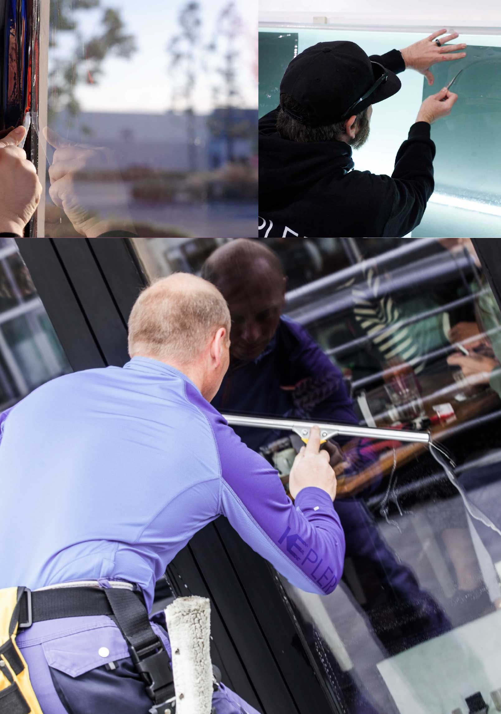 Kepler Professional Applying Anti-Graffiti Window Film to a Westerville Shop Front
