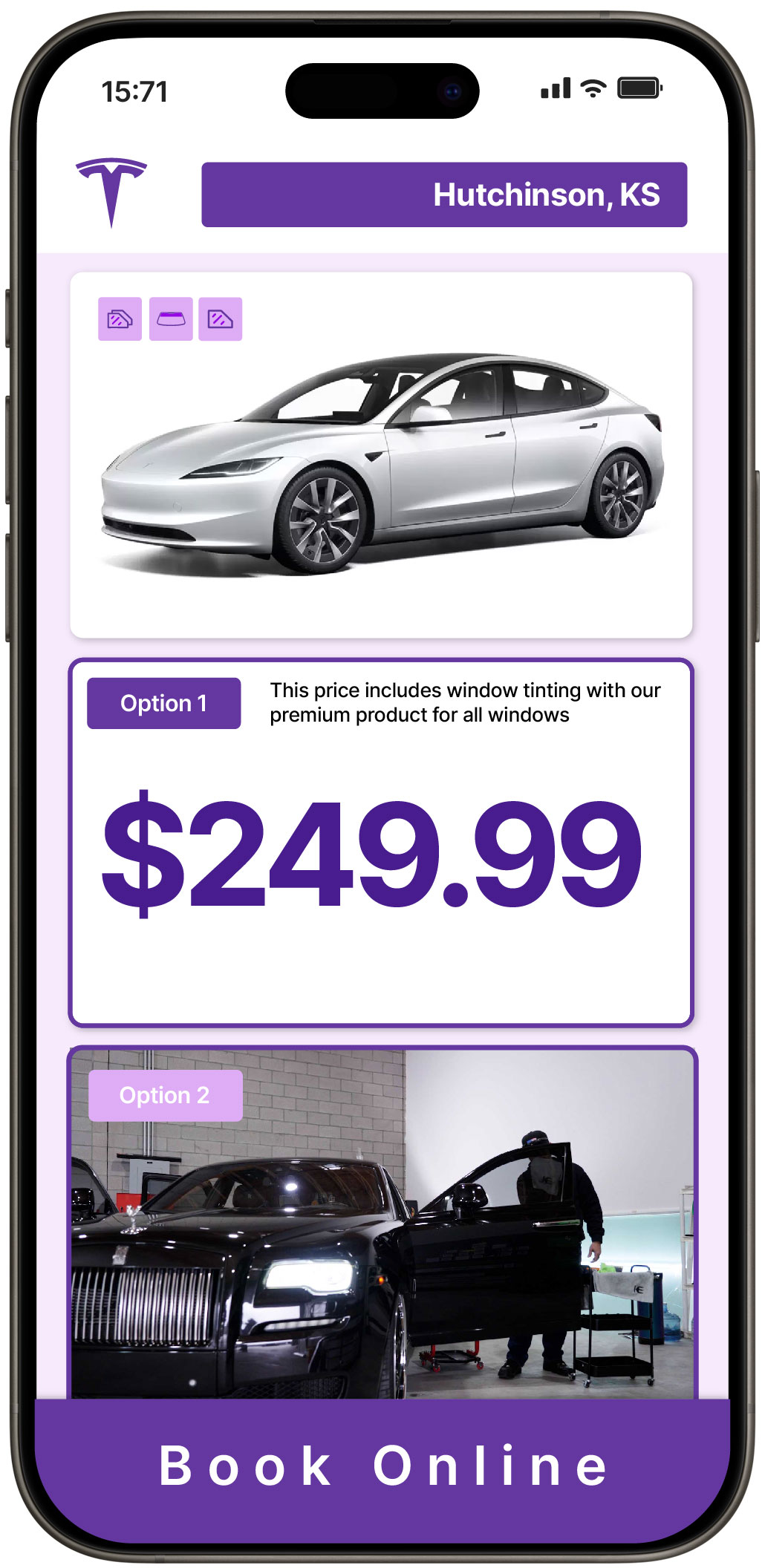 View Reasonable Tesla Window Tinting Rates in Hutchinson, Kansas