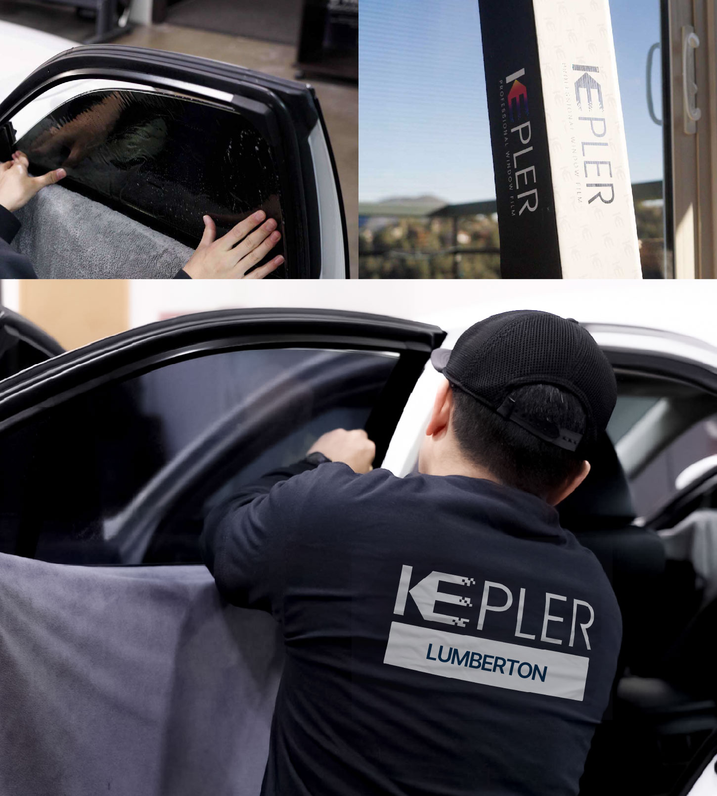 Automotive Window Tinting Expert Applying Film in Lumberton, North Carolina