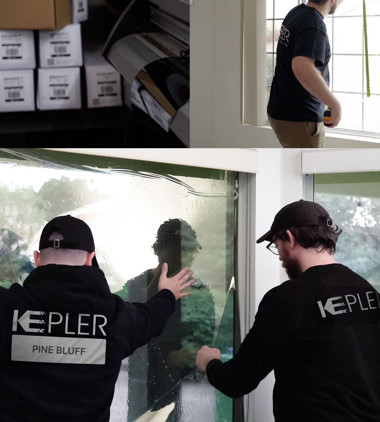 Kepler Technician Installing Ceramic Window Tint to Home in Pine Bluff