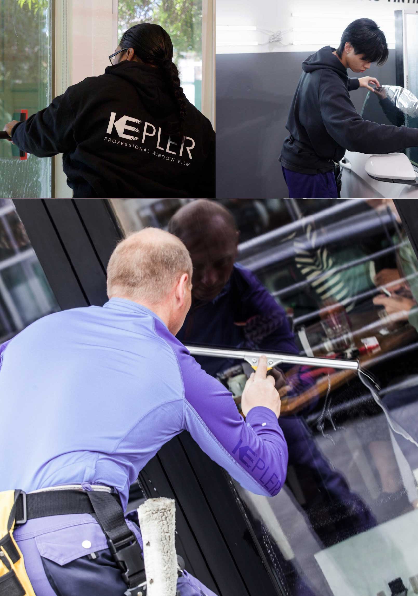 Kepler Professional Applying Anti-Graffiti Window Film to a Lafayette Shop Front