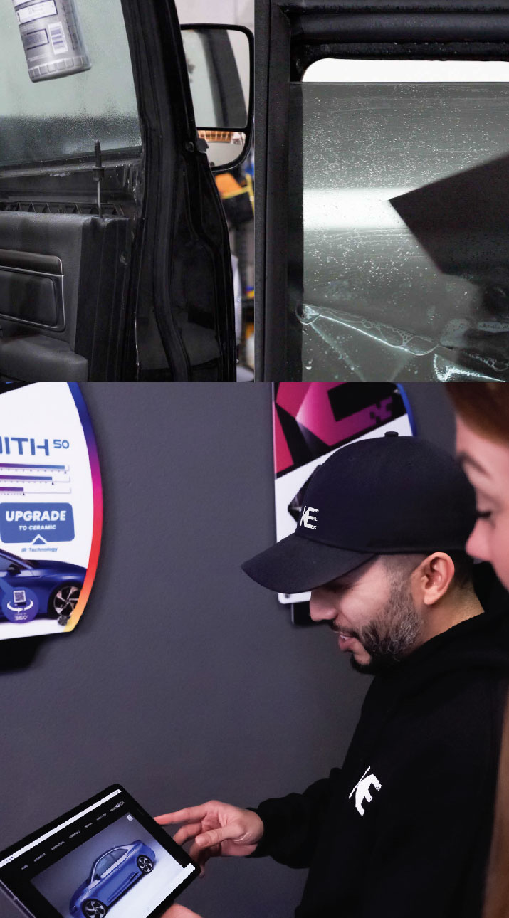 Kepler Dealer Showing Car Window Film Options to Customer in Saint Clair Shores, Michigan