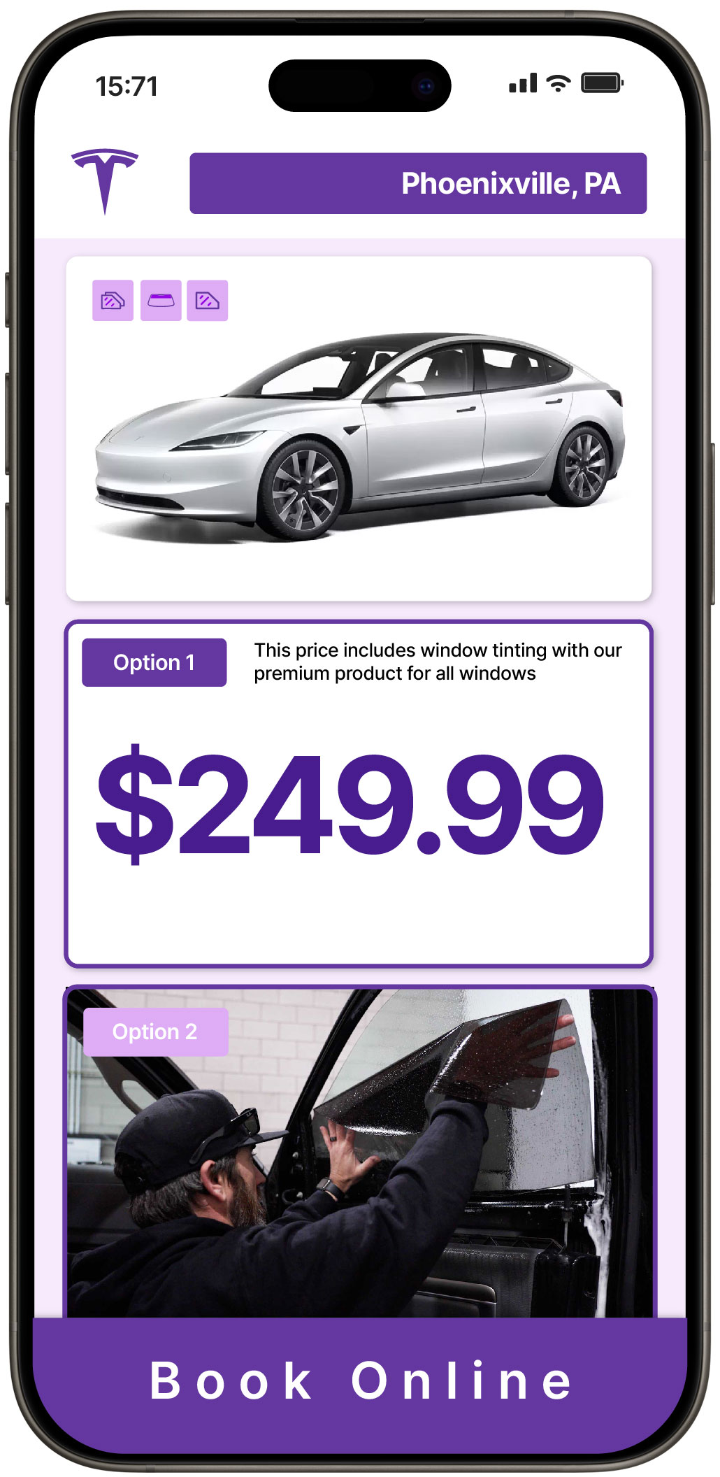 View Affordable Tesla Window Tinting Costs in Phoenixville, Pennsylvania