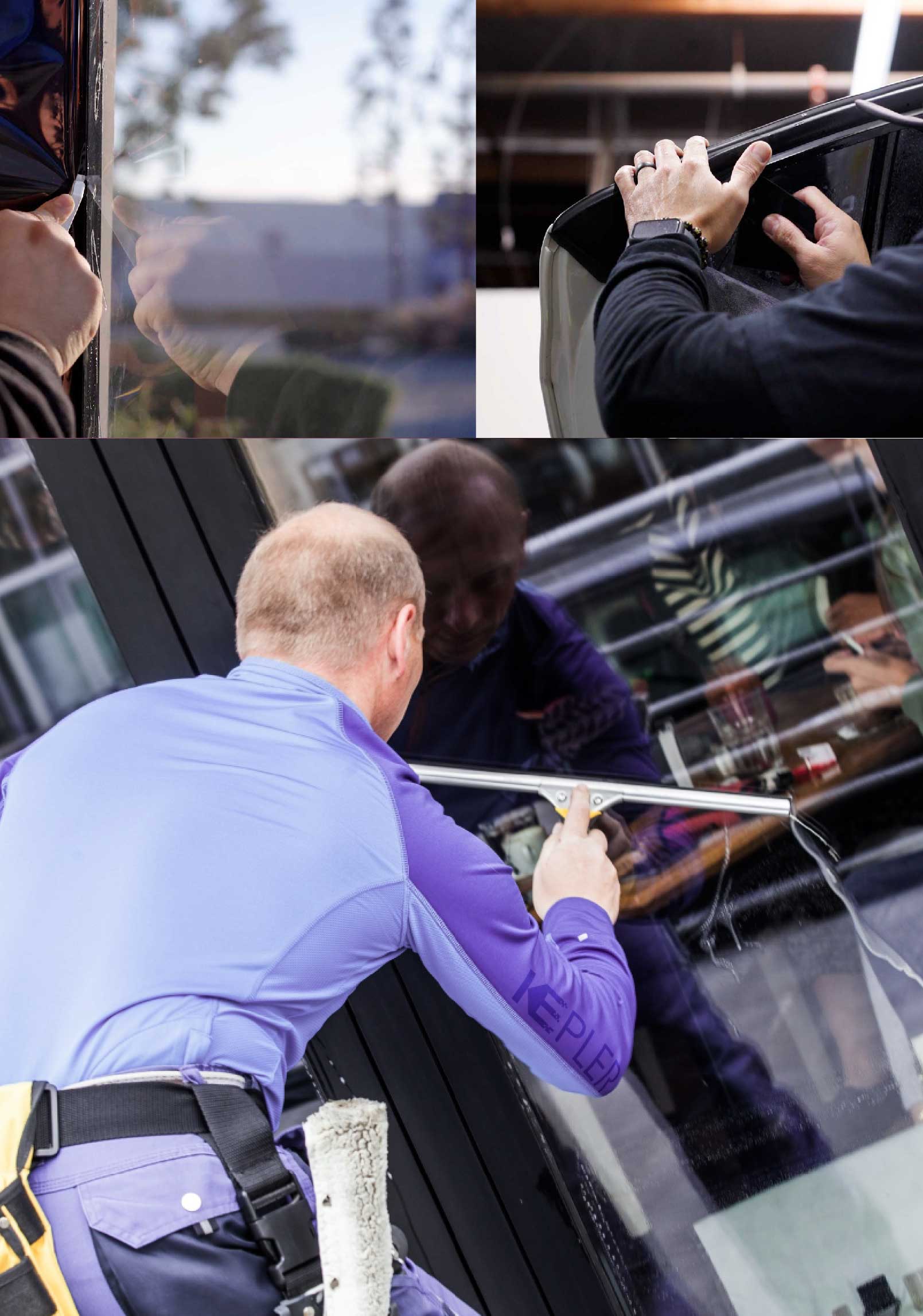 Kepler Skilled Applying Anti-Graffiti Window Film to a Westmont Shop Front