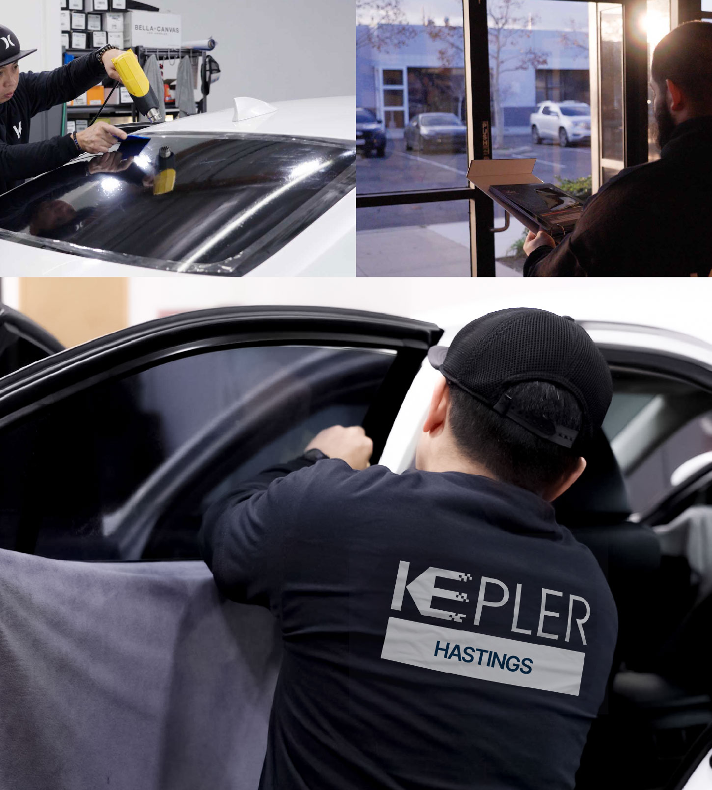 Automotive Window Tinting Expert Applying Film in Hastings, Minnesota